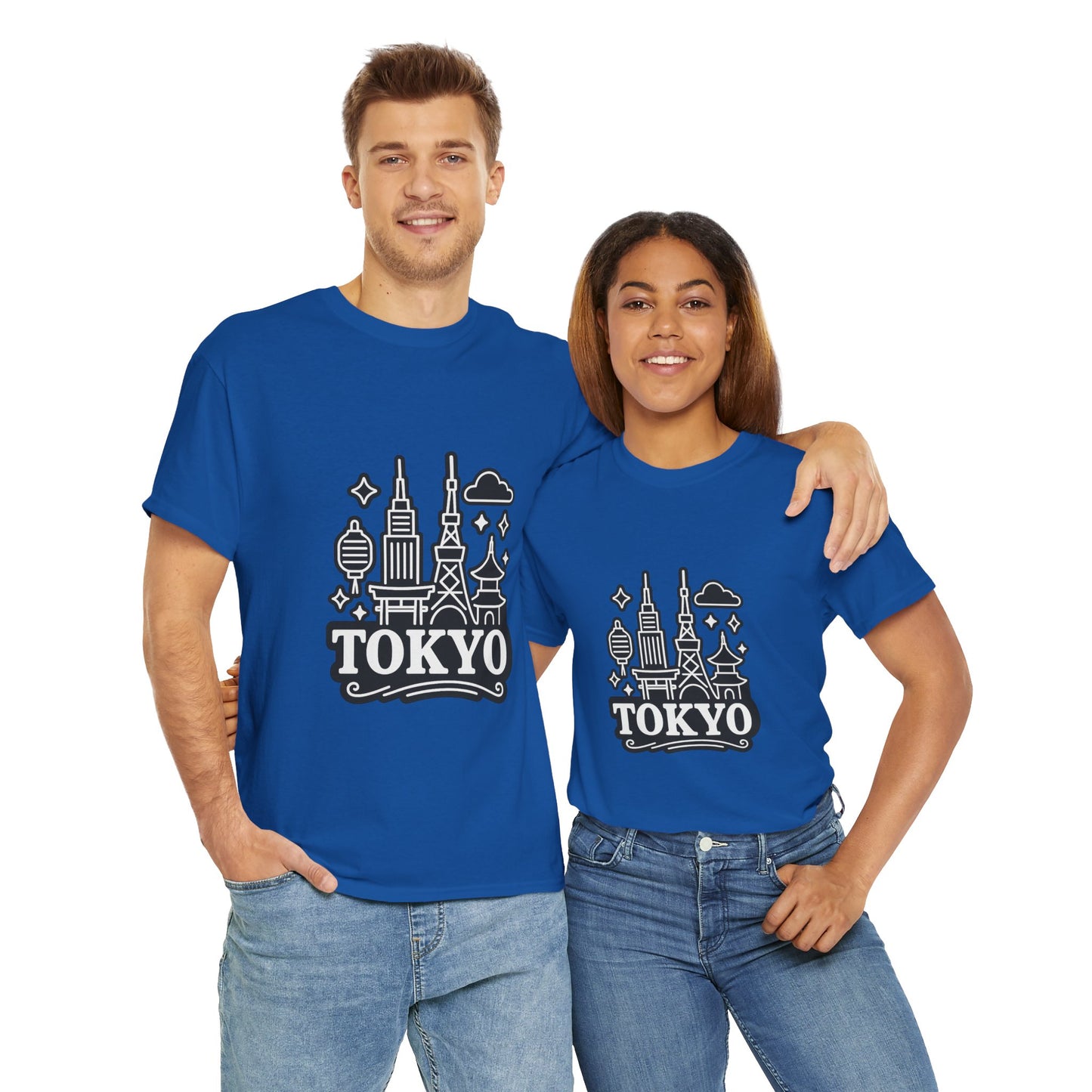 Tokyo Cityscape Unisex Heavy Cotton Tee, Graphic Tee, Travel T-Shirt, Urban Outfit, Gift for Travelers, Tokyo Lover Apparel
