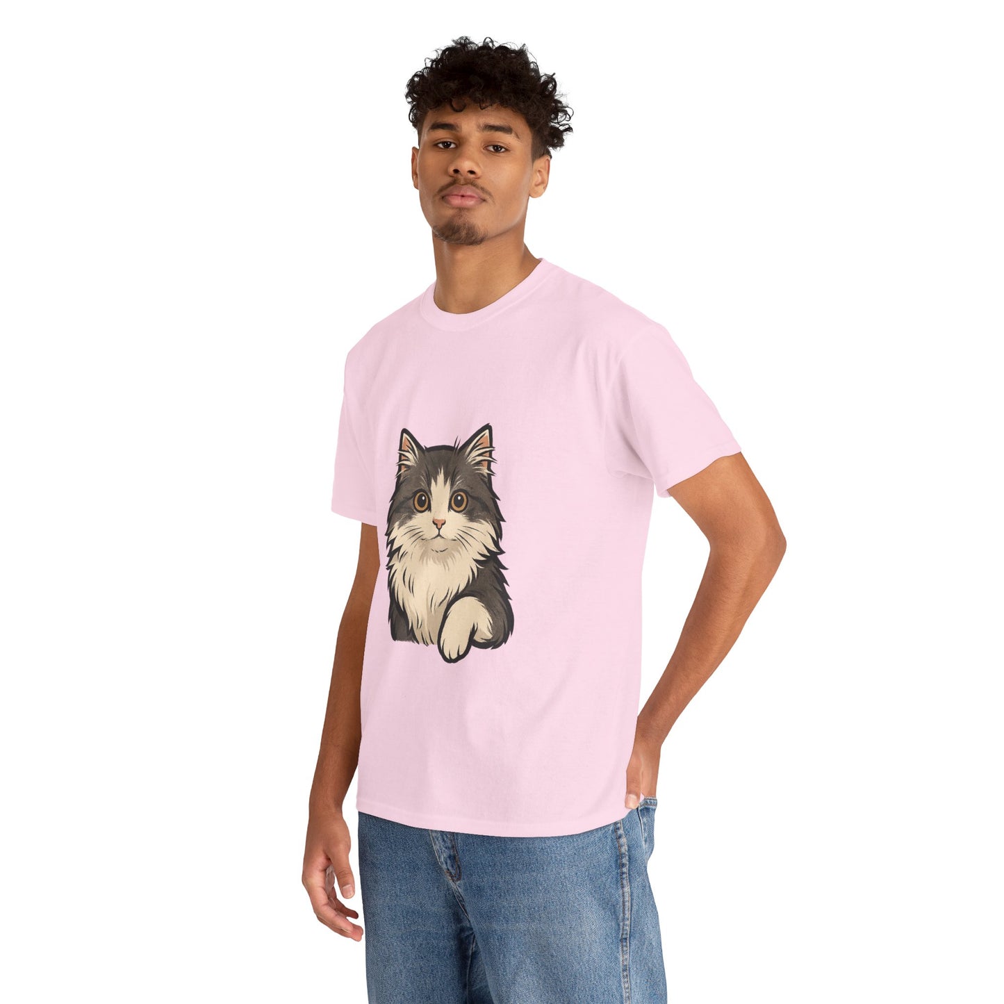 Cute Cat Unisex Heavy Cotton Tee, Animal Lover Gift, Pet Owner Shirt, Cat Lover Apparel, Animal Themed Tee, Casual Everyday Wear