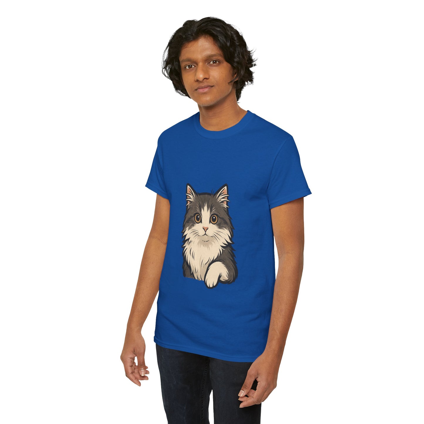 Cute Cat Unisex Heavy Cotton Tee, Animal Lover Gift, Pet Owner Shirt, Cat Lover Apparel, Animal Themed Tee, Casual Everyday Wear