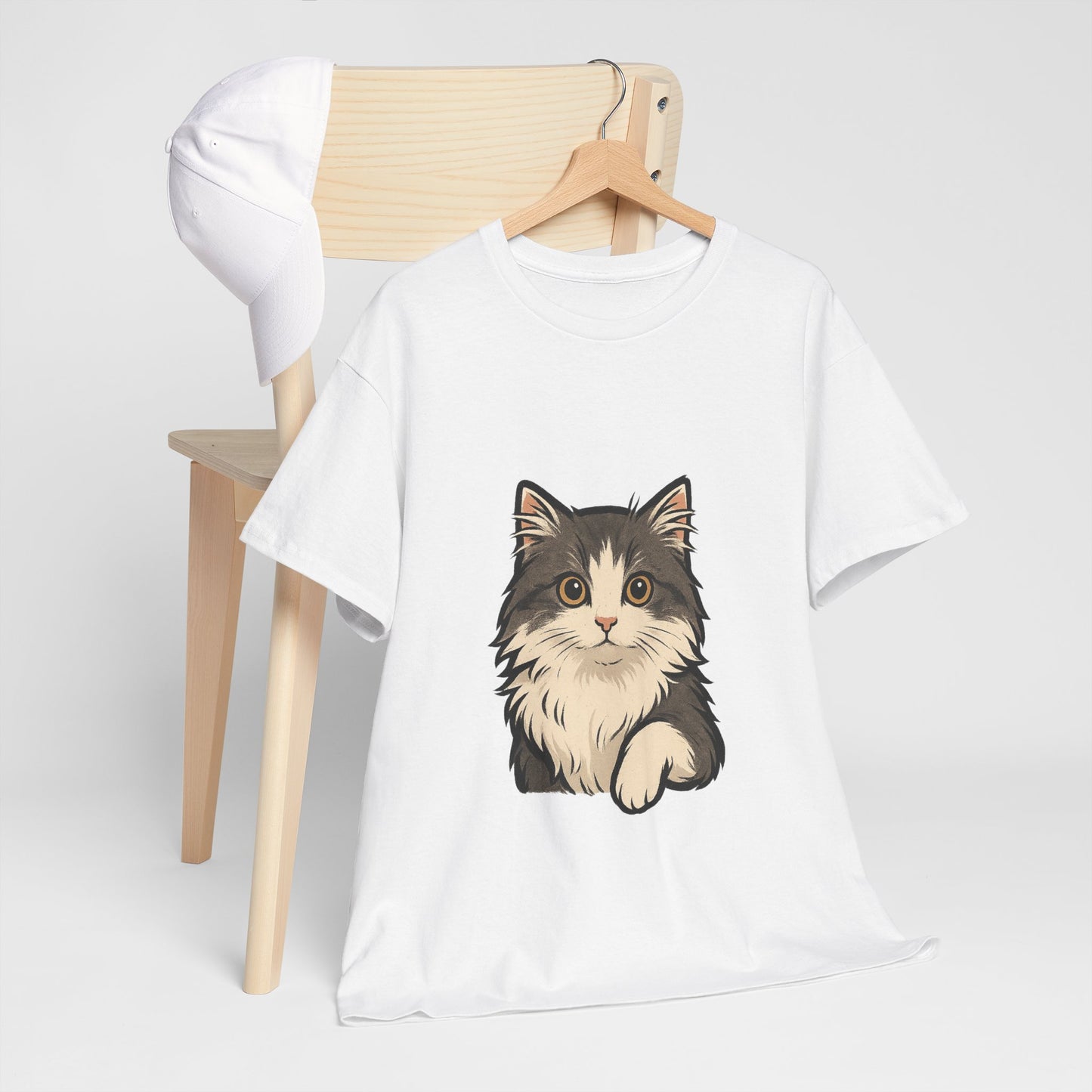 Cute Cat Unisex Heavy Cotton Tee, Animal Lover Gift, Pet Owner Shirt, Cat Lover Apparel, Animal Themed Tee, Casual Everyday Wear