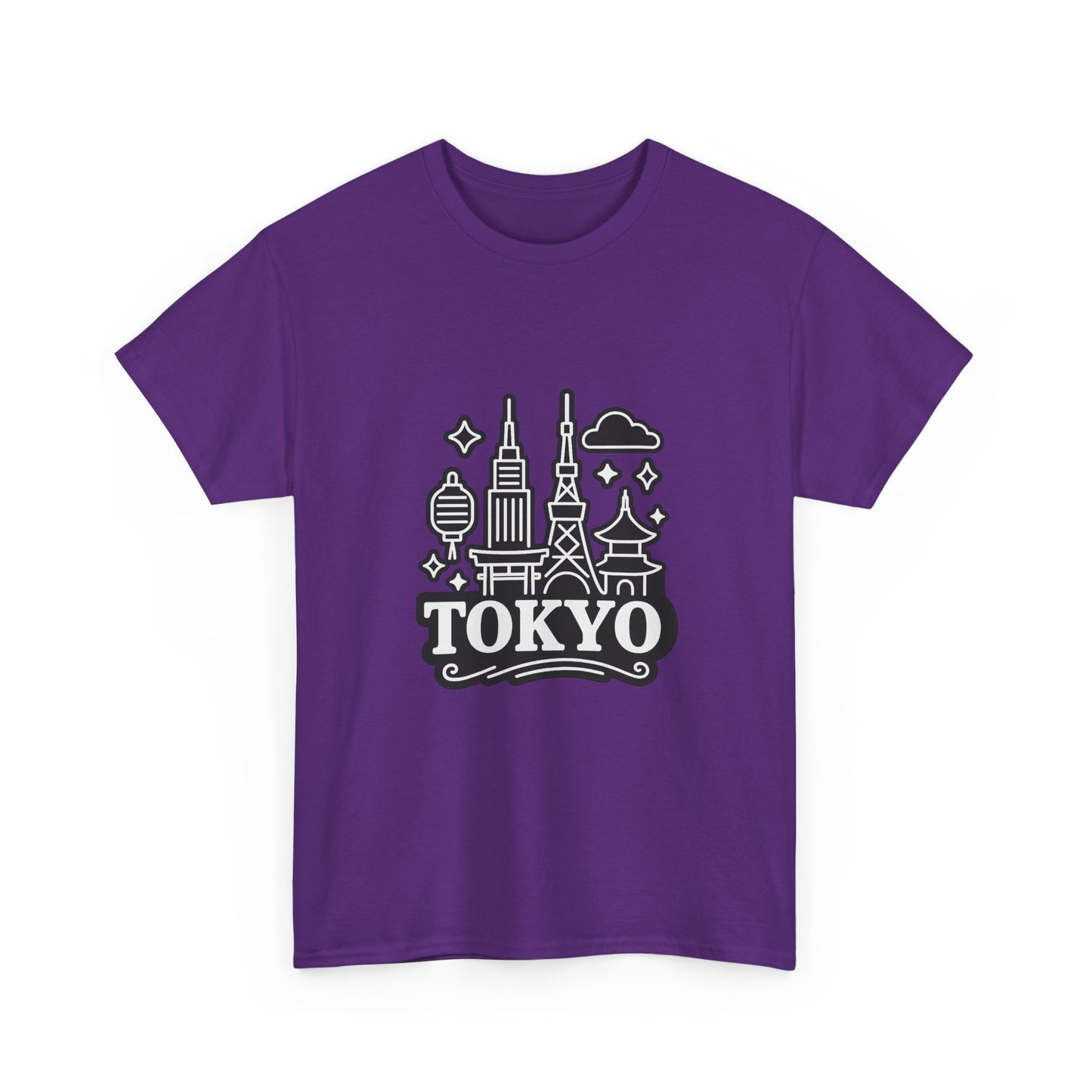 Tokyo Cityscape Unisex Heavy Cotton Tee, Graphic Tee, Travel T-Shirt, Urban Outfit, Gift for Travelers, Tokyo Lover Apparel
