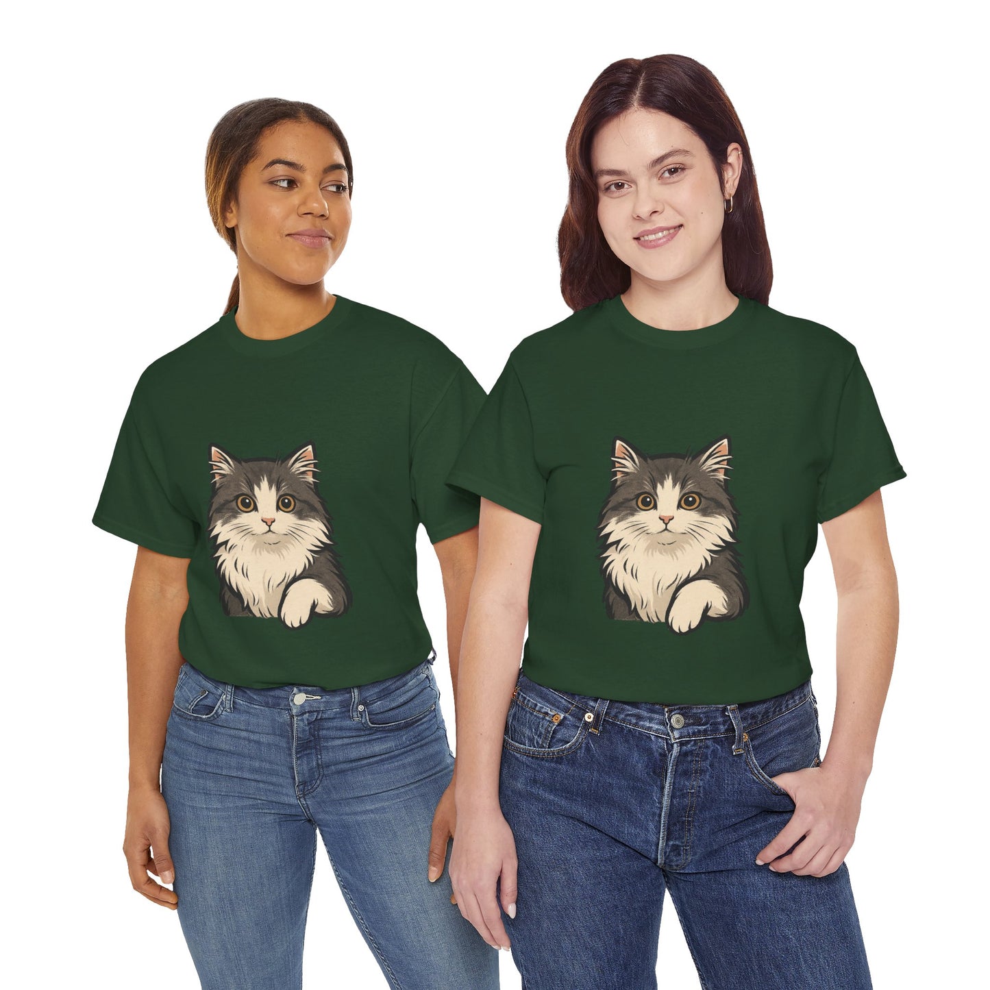 Cute Cat Unisex Heavy Cotton Tee, Animal Lover Gift, Pet Owner Shirt, Cat Lover Apparel, Animal Themed Tee, Casual Everyday Wear