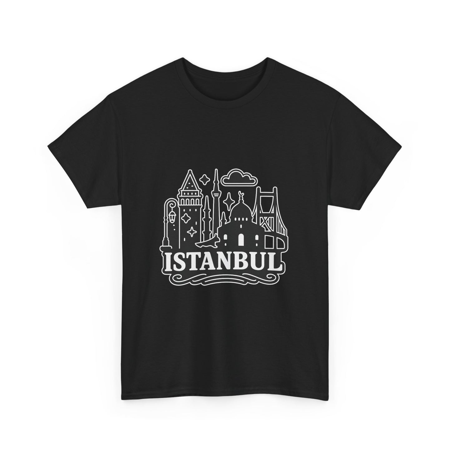Istanbul Cityscape Unisex Heavy Cotton Tee, Travel Shirt, Gift for Travelers, Casual Style, Urban Outfit, Adventure Apparel