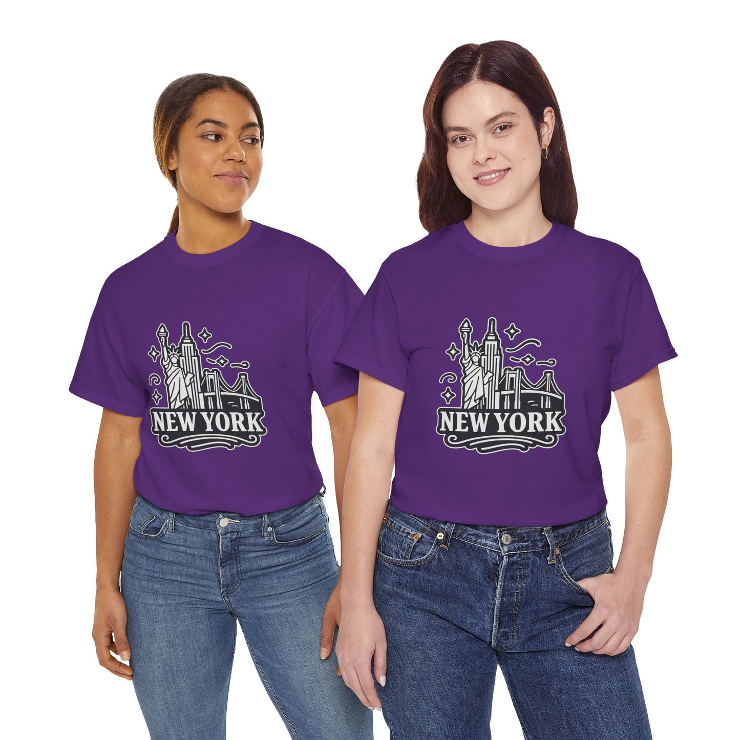 New York Skyline Unisex Heavy Cotton Tee, NYC T-Shirt, Travel Souvenir Shirt, Gift for New Yorkers, Cityscape Apparel