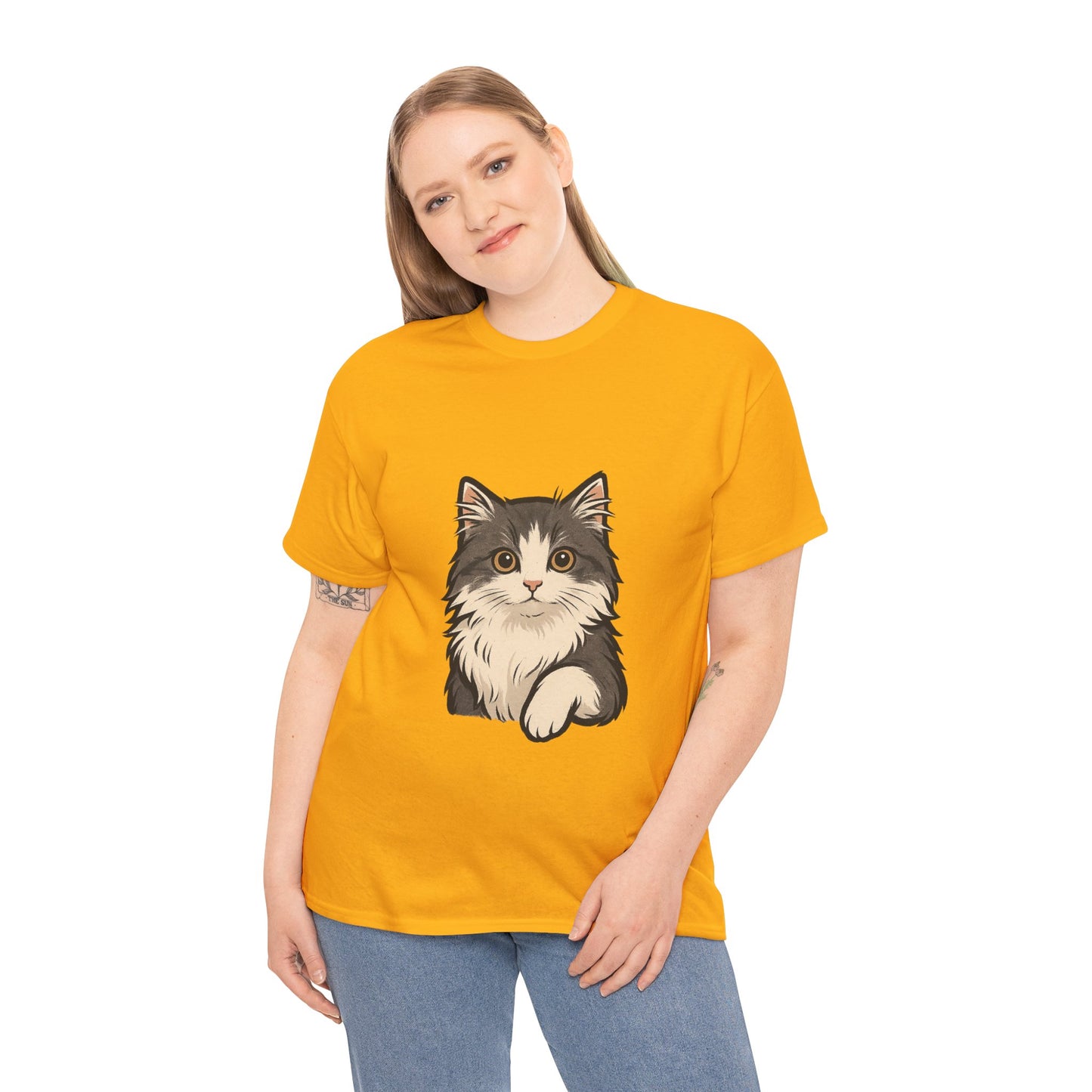 Cute Cat Unisex Heavy Cotton Tee, Animal Lover Gift, Pet Owner Shirt, Cat Lover Apparel, Animal Themed Tee, Casual Everyday Wear