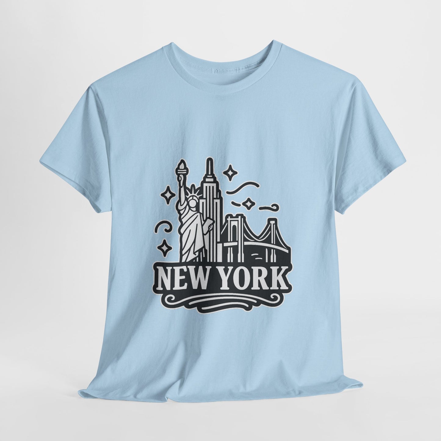 New York Skyline Unisex Heavy Cotton Tee, NYC T-Shirt, Travel Souvenir Shirt, Gift for New Yorkers, Cityscape Apparel