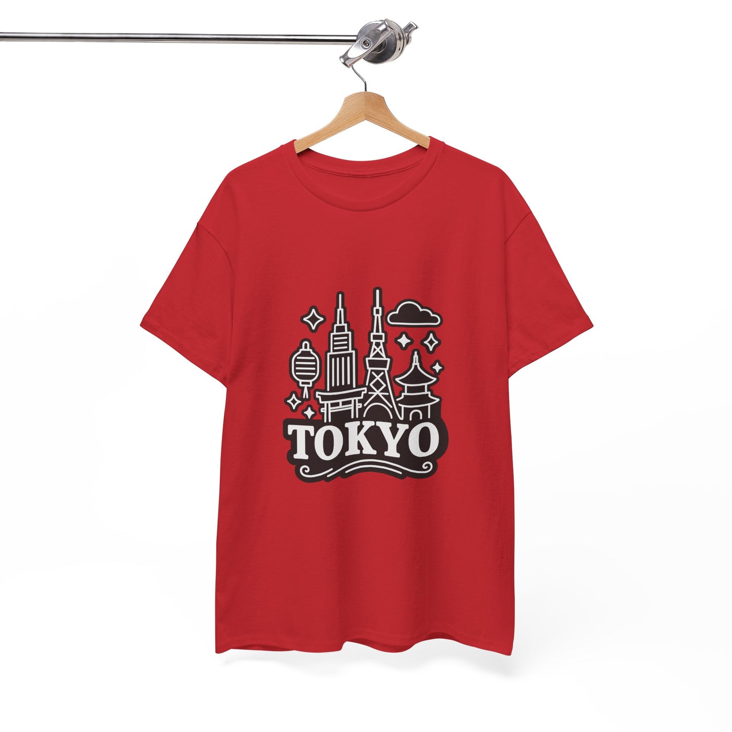 Tokyo Cityscape Unisex Heavy Cotton Tee, Graphic Tee, Travel T-Shirt, Urban Outfit, Gift for Travelers, Tokyo Lover Apparel