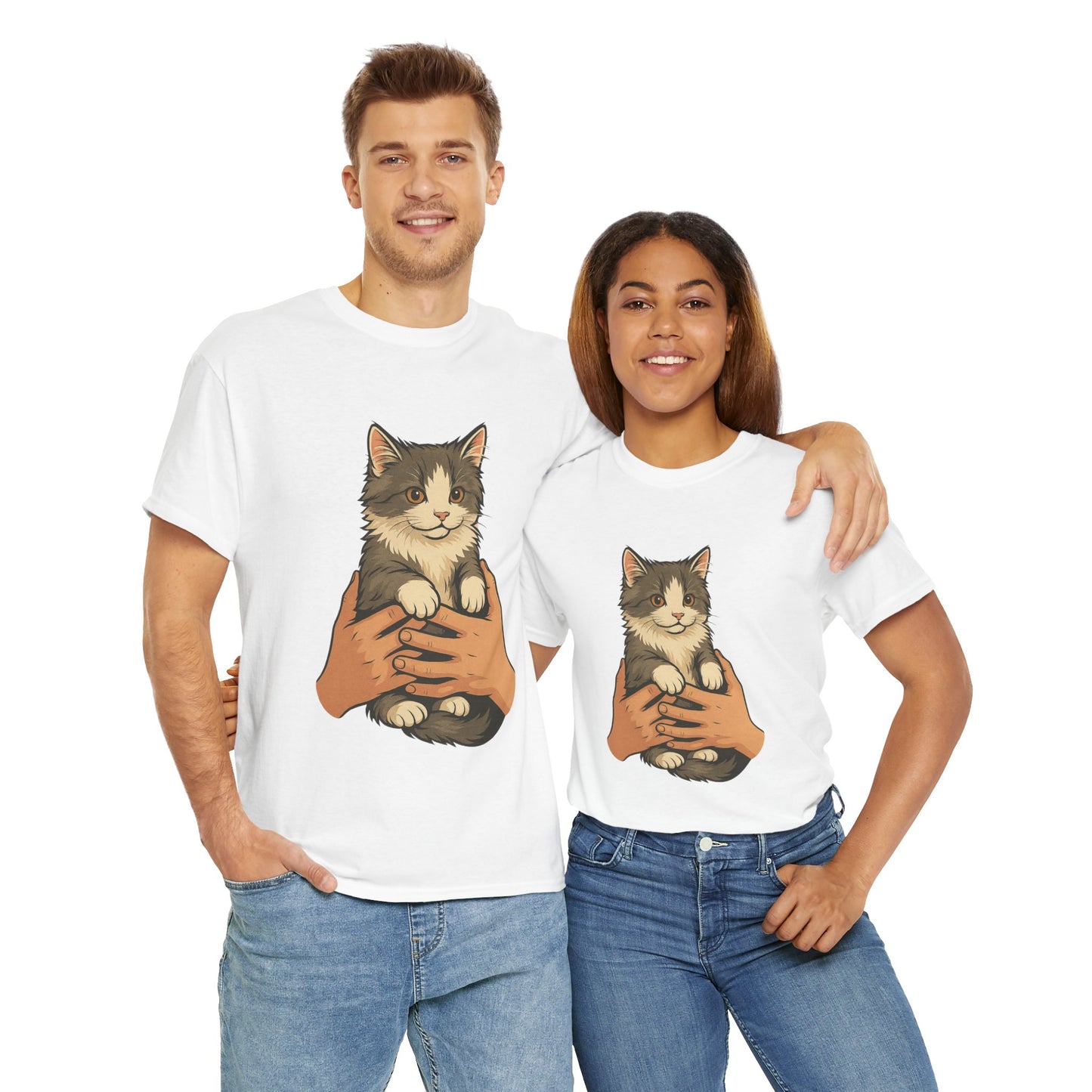 Cat Lover's Unisex Heavy Cotton Tee - Cute Cat Design, Pet Owner Gift, Animal Lover Shirt, Cozy Everyday Wear, Perfect for Birthdays