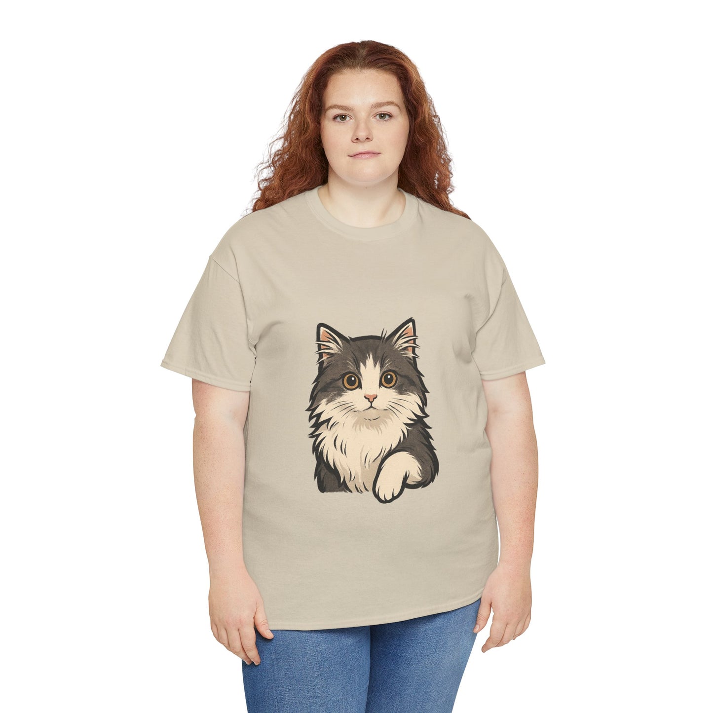 Cute Cat Unisex Heavy Cotton Tee, Animal Lover Gift, Pet Owner Shirt, Cat Lover Apparel, Animal Themed Tee, Casual Everyday Wear