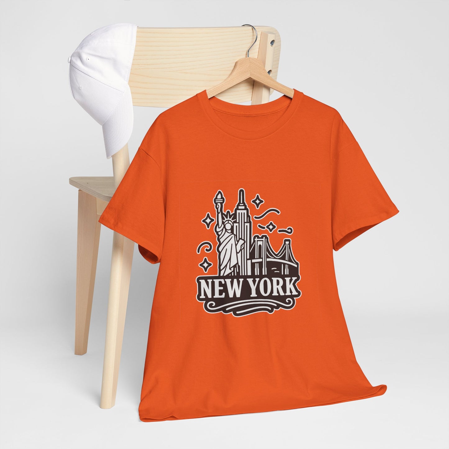 New York Skyline Unisex Heavy Cotton Tee, NYC T-Shirt, Travel Souvenir Shirt, Gift for New Yorkers, Cityscape Apparel