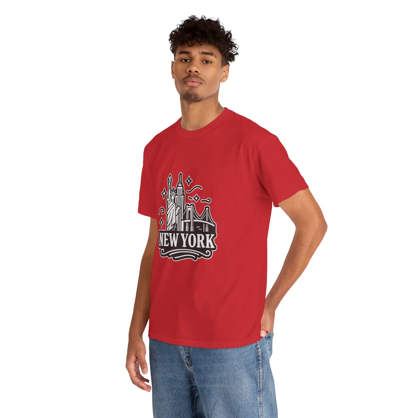 New York Skyline Unisex Heavy Cotton Tee, NYC T-Shirt, Travel Souvenir Shirt, Gift for New Yorkers, Cityscape Apparel
