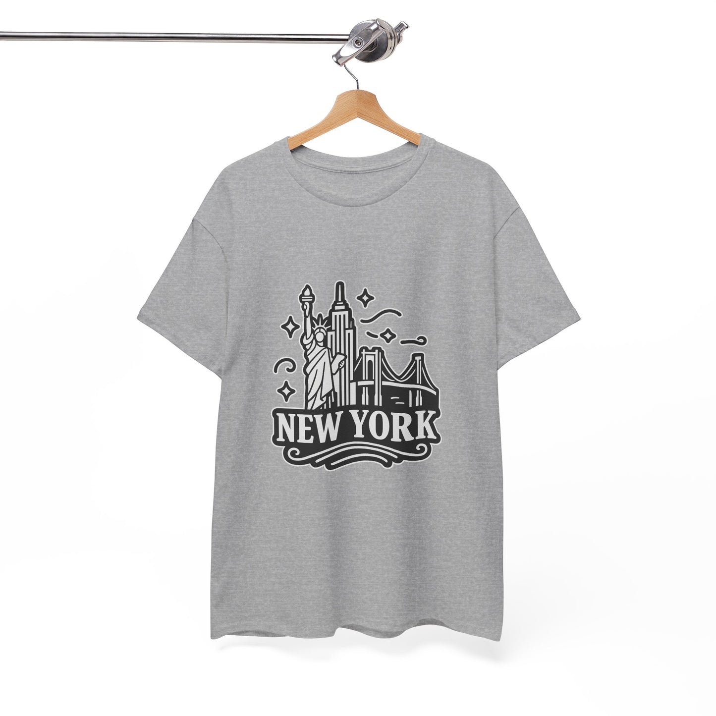 New York Skyline Unisex Heavy Cotton Tee, NYC T-Shirt, Travel Souvenir Shirt, Gift for New Yorkers, Cityscape Apparel