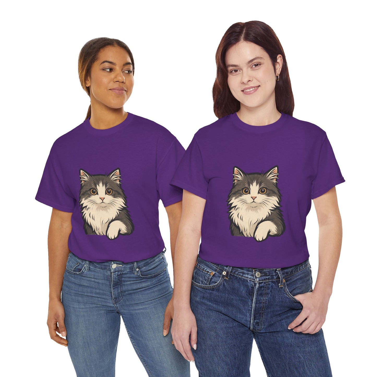 Cute Cat Unisex Heavy Cotton Tee, Animal Lover Gift, Pet Owner Shirt, Cat Lover Apparel, Animal Themed Tee, Casual Everyday Wear