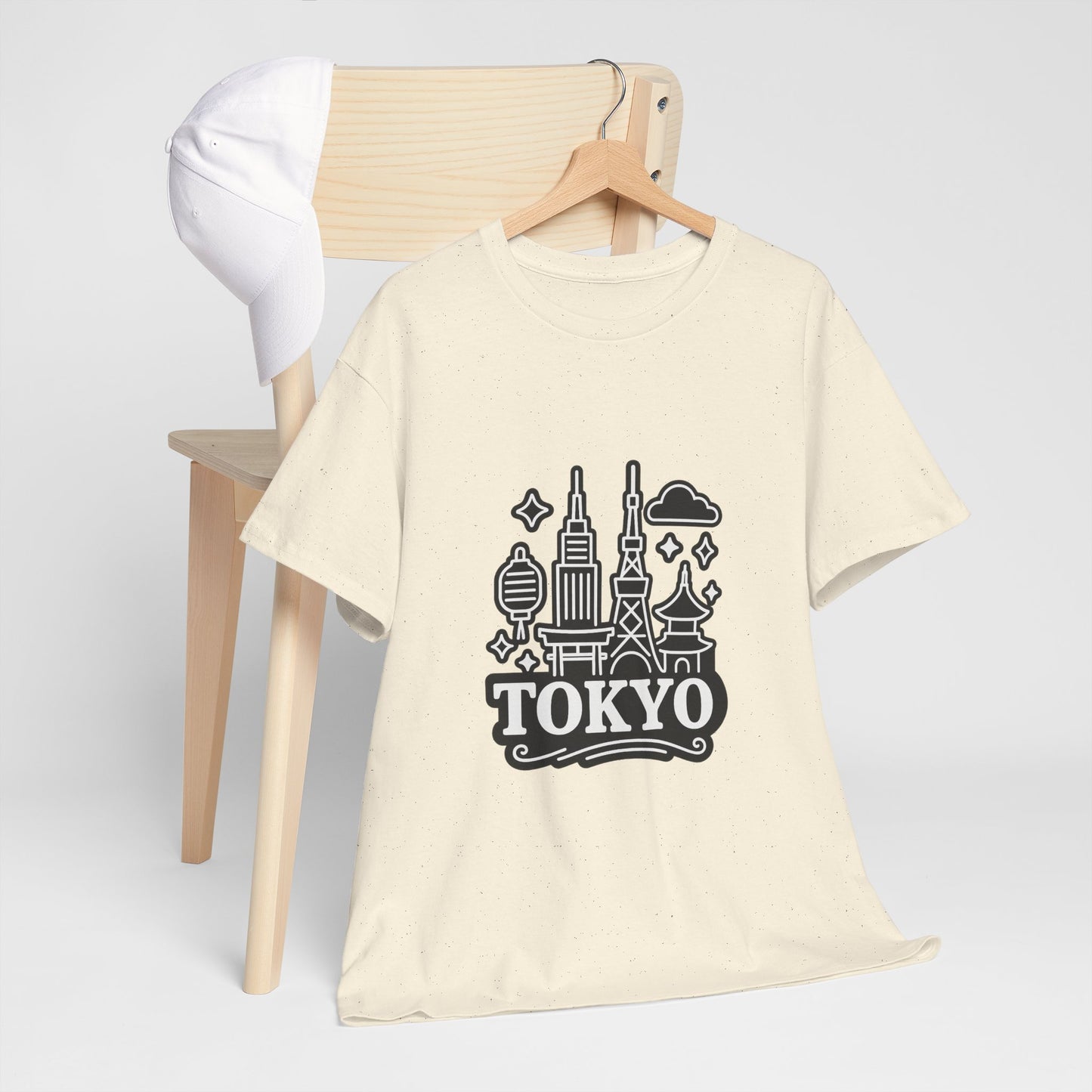 Tokyo Cityscape Unisex Heavy Cotton Tee, Graphic Tee, Travel T-Shirt, Urban Outfit, Gift for Travelers, Tokyo Lover Apparel