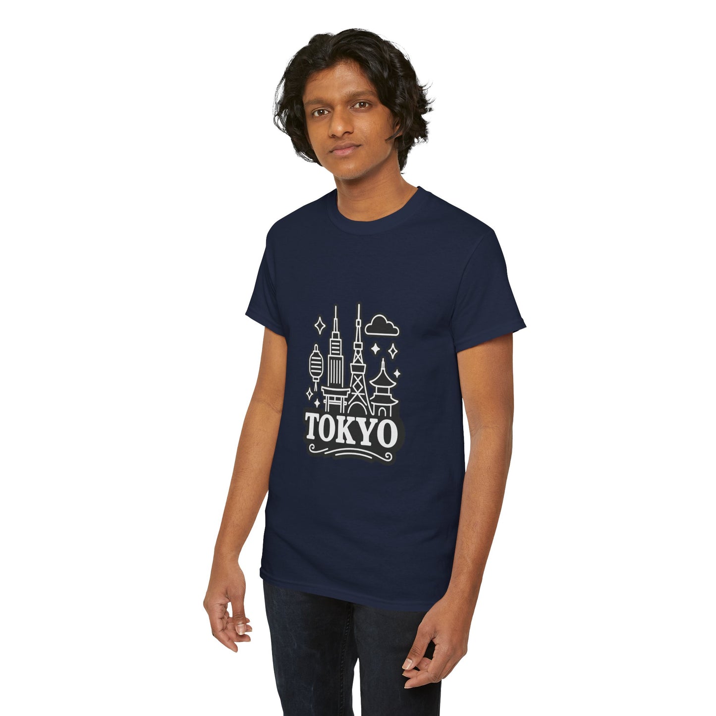 Tokyo Cityscape Unisex Heavy Cotton Tee, Graphic Tee, Travel T-Shirt, Urban Outfit, Gift for Travelers, Tokyo Lover Apparel