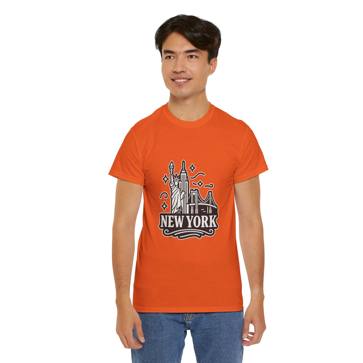 New York Skyline Unisex Heavy Cotton Tee, NYC T-Shirt, Travel Souvenir Shirt, Gift for New Yorkers, Cityscape Apparel