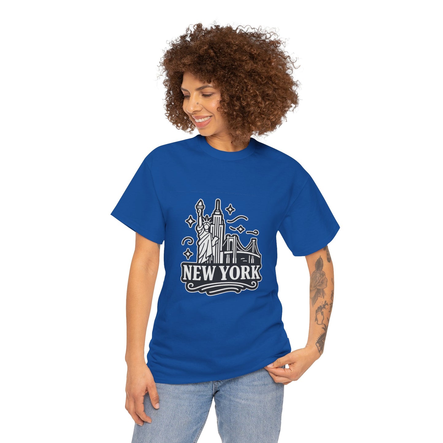 New York Skyline Unisex Heavy Cotton Tee, NYC T-Shirt, Travel Souvenir Shirt, Gift for New Yorkers, Cityscape Apparel