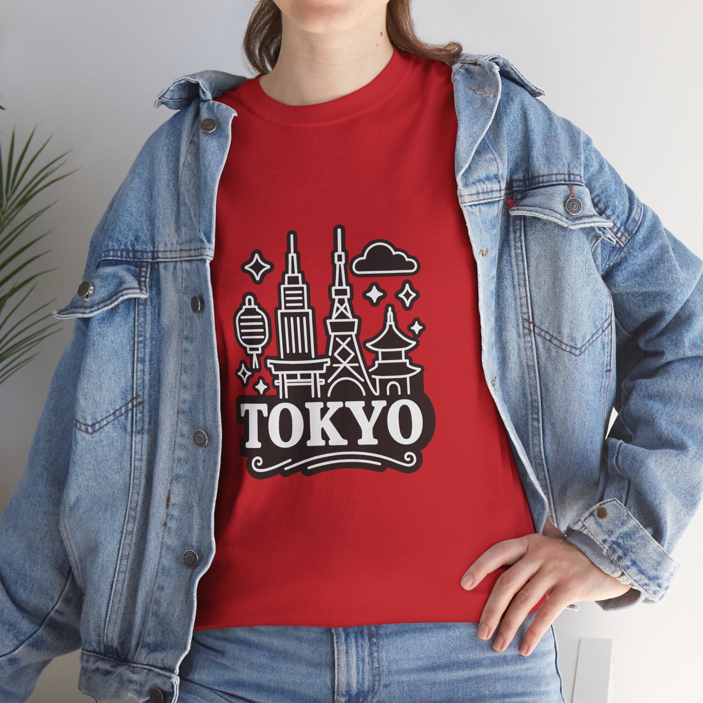 Tokyo Cityscape Unisex Heavy Cotton Tee, Graphic Tee, Travel T-Shirt, Urban Outfit, Gift for Travelers, Tokyo Lover Apparel