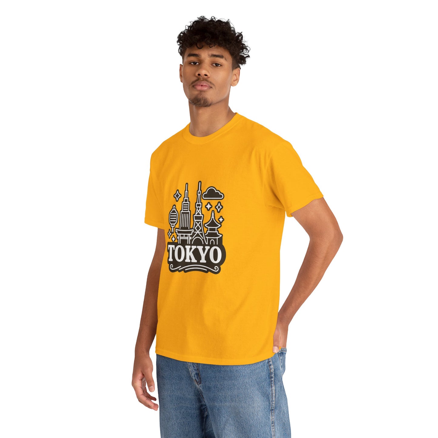 Tokyo Cityscape Unisex Heavy Cotton Tee, Graphic Tee, Travel T-Shirt, Urban Outfit, Gift for Travelers, Tokyo Lover Apparel