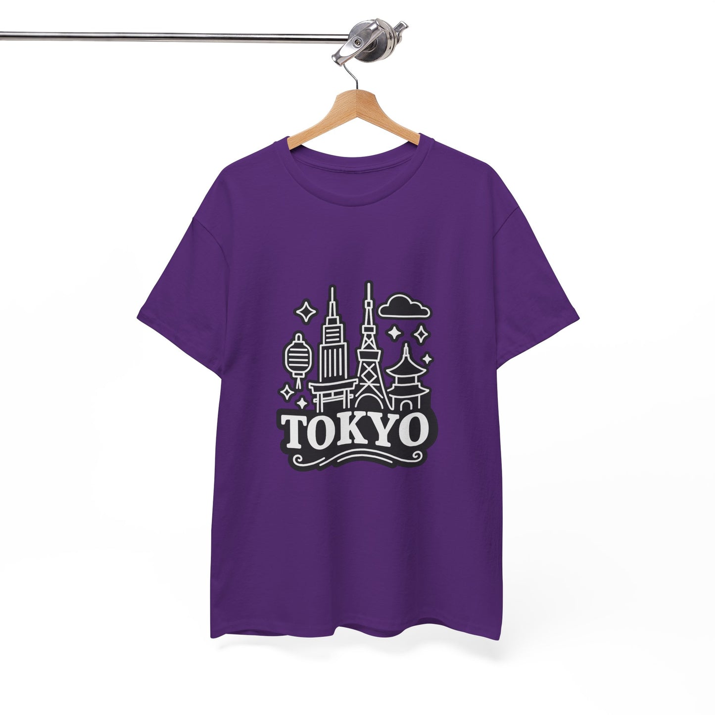 Tokyo Cityscape Unisex Heavy Cotton Tee, Graphic Tee, Travel T-Shirt, Urban Outfit, Gift for Travelers, Tokyo Lover Apparel