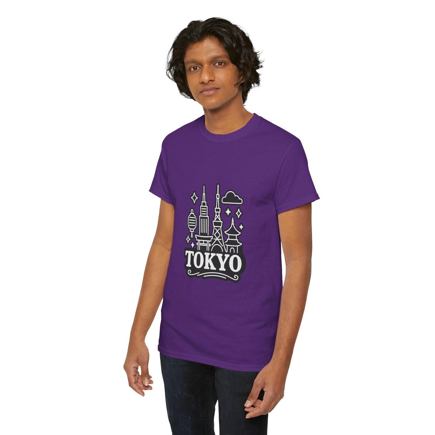 Tokyo Cityscape Unisex Heavy Cotton Tee, Graphic Tee, Travel T-Shirt, Urban Outfit, Gift for Travelers, Tokyo Lover Apparel