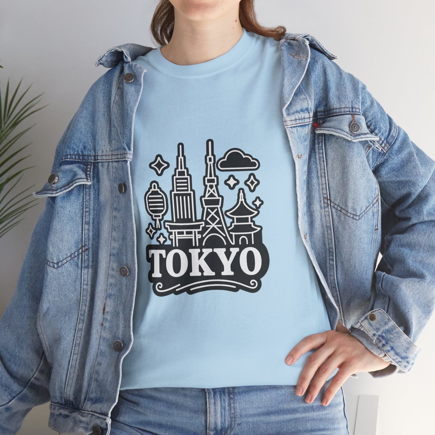 Tokyo Cityscape Unisex Heavy Cotton Tee, Graphic Tee, Travel T-Shirt, Urban Outfit, Gift for Travelers, Tokyo Lover Apparel
