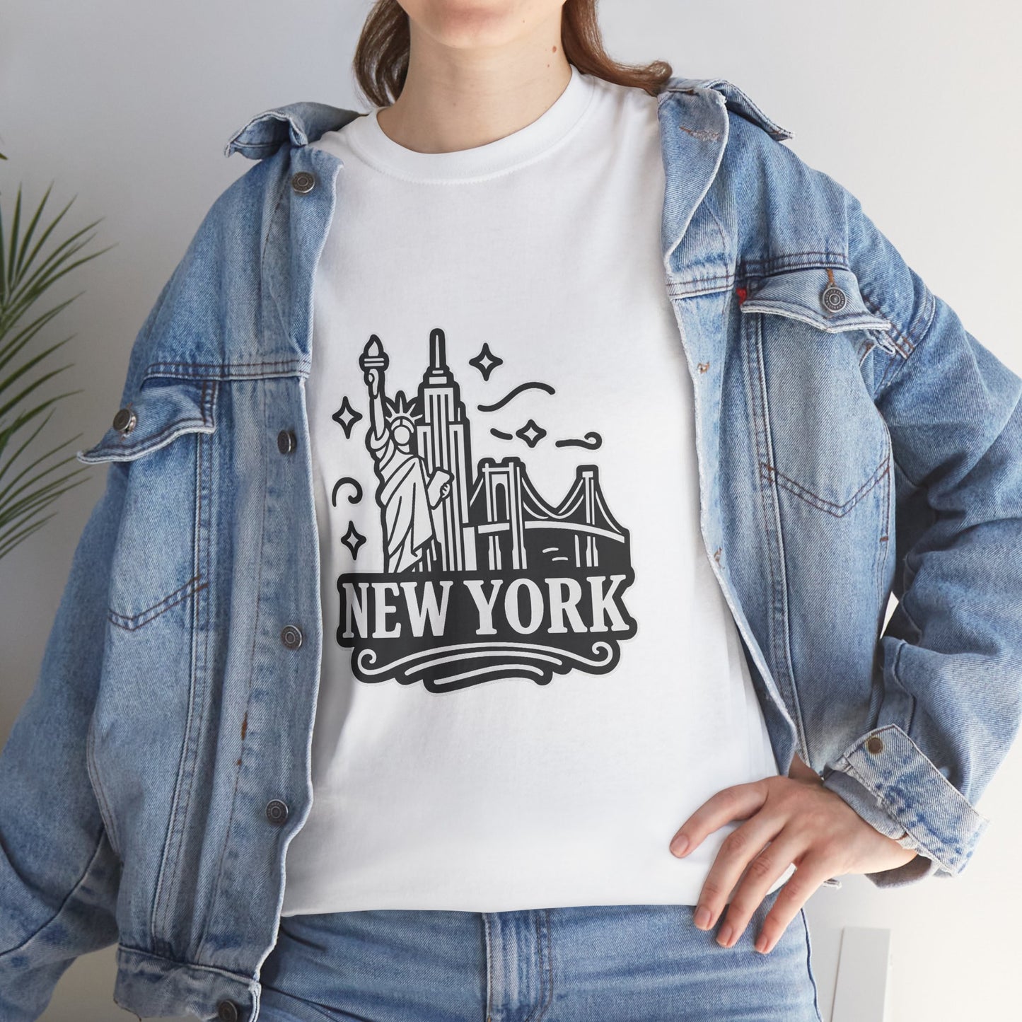 New York Skyline Unisex Heavy Cotton Tee, NYC T-Shirt, Travel Souvenir Shirt, Gift for New Yorkers, Cityscape Apparel