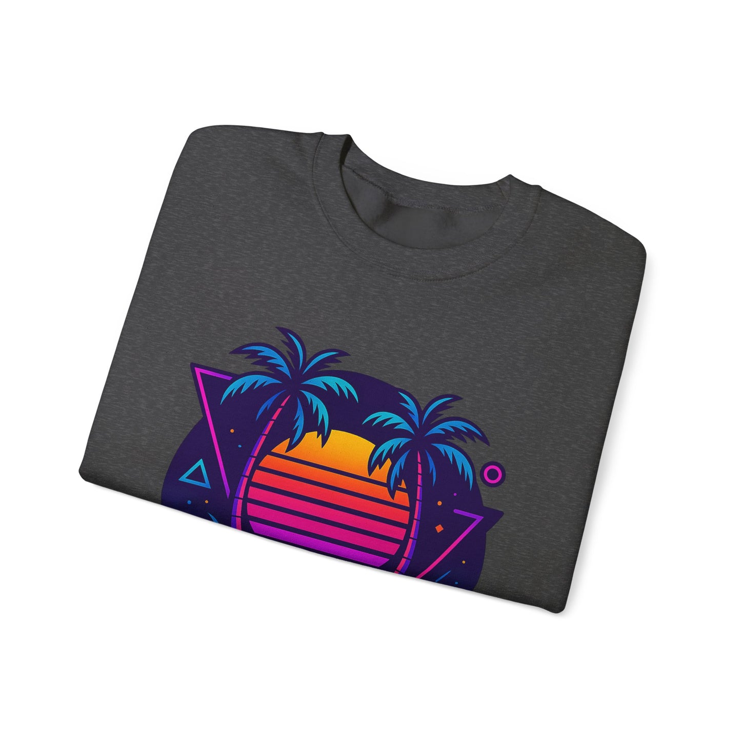 Retro Sunset Palm Trees Crewneck Sweatshirt | Cozy Unisex Fashion | Perfect for Summer Nights, Beach Days, Gifts, Casual Wear