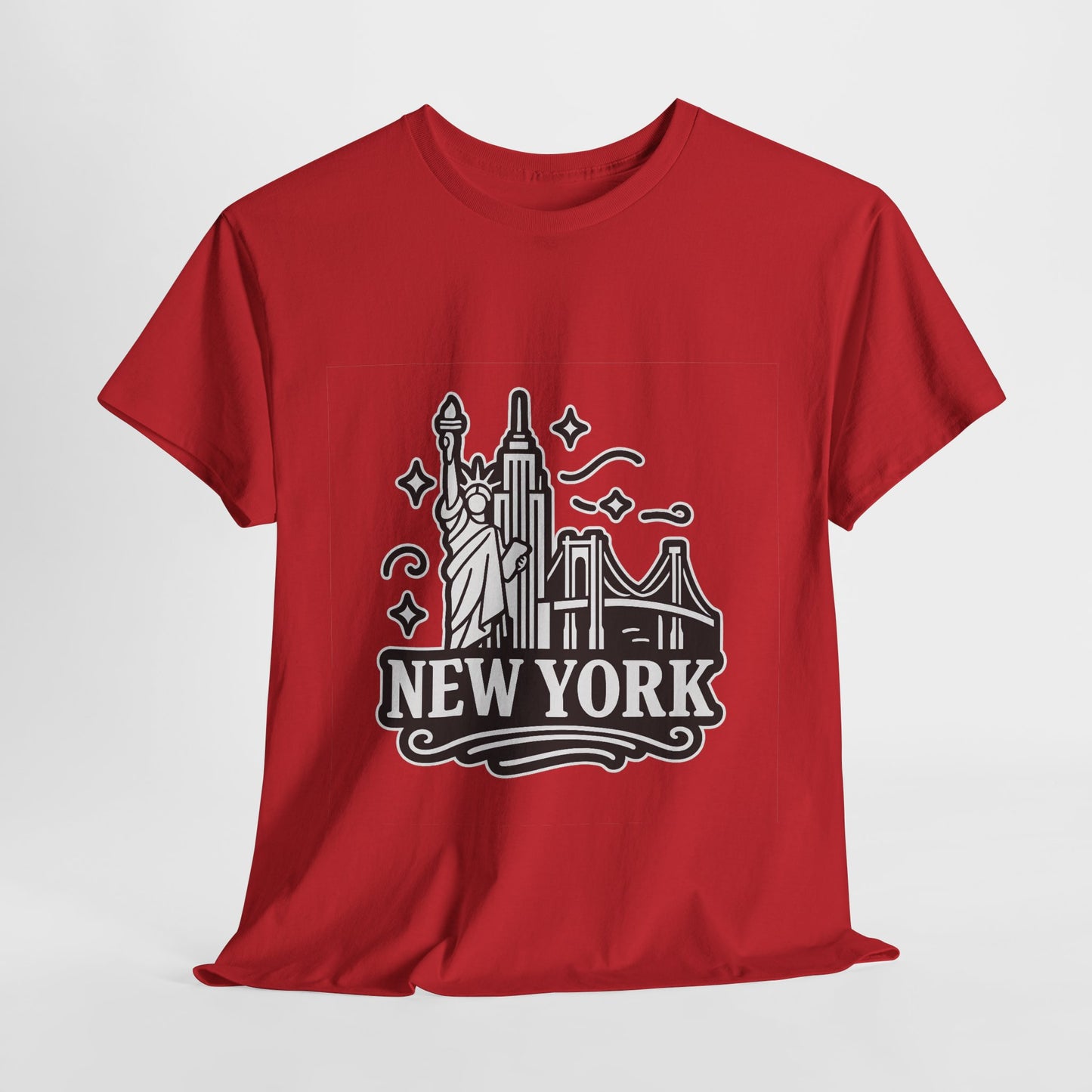 New York Skyline Unisex Heavy Cotton Tee, NYC T-Shirt, Travel Souvenir Shirt, Gift for New Yorkers, Cityscape Apparel
