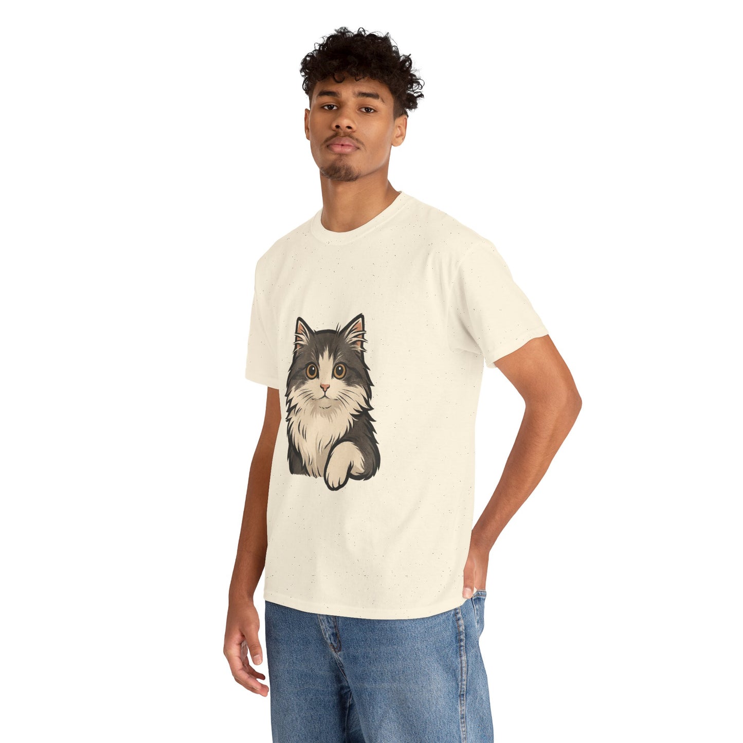 Cute Cat Unisex Heavy Cotton Tee, Animal Lover Gift, Pet Owner Shirt, Cat Lover Apparel, Animal Themed Tee, Casual Everyday Wear