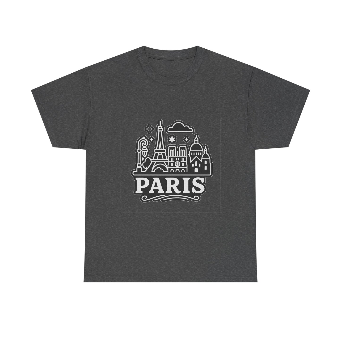 Paris-Themed Unisex Heavy Cotton Tee | Travel Gift, Casual Wear, Souvenir Shirt, Vacation Apparel, Paris Lover's Tee