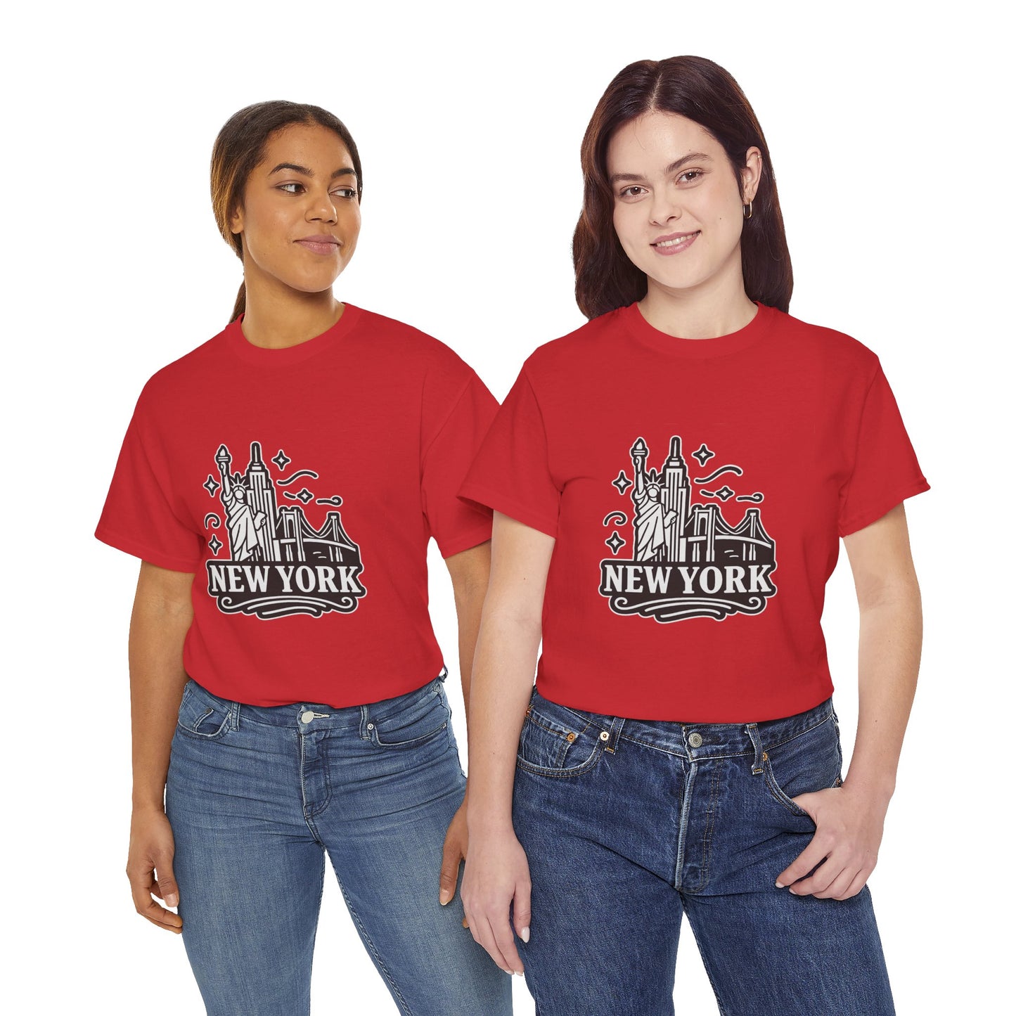 New York Skyline Unisex Heavy Cotton Tee, NYC T-Shirt, Travel Souvenir Shirt, Gift for New Yorkers, Cityscape Apparel