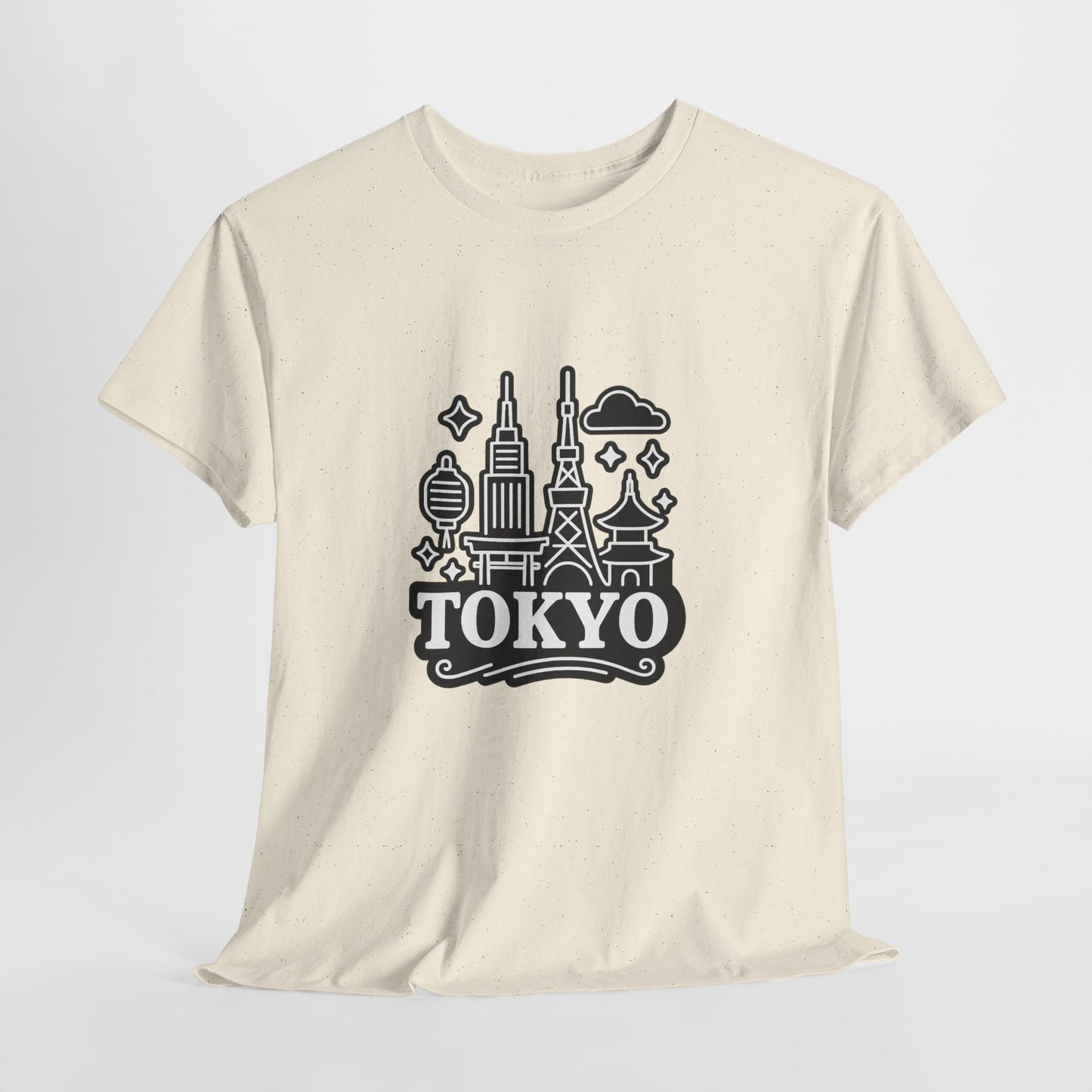 Tokyo Cityscape Unisex Heavy Cotton Tee, Graphic Tee, Travel T-Shirt, Urban Outfit, Gift for Travelers, Tokyo Lover Apparel