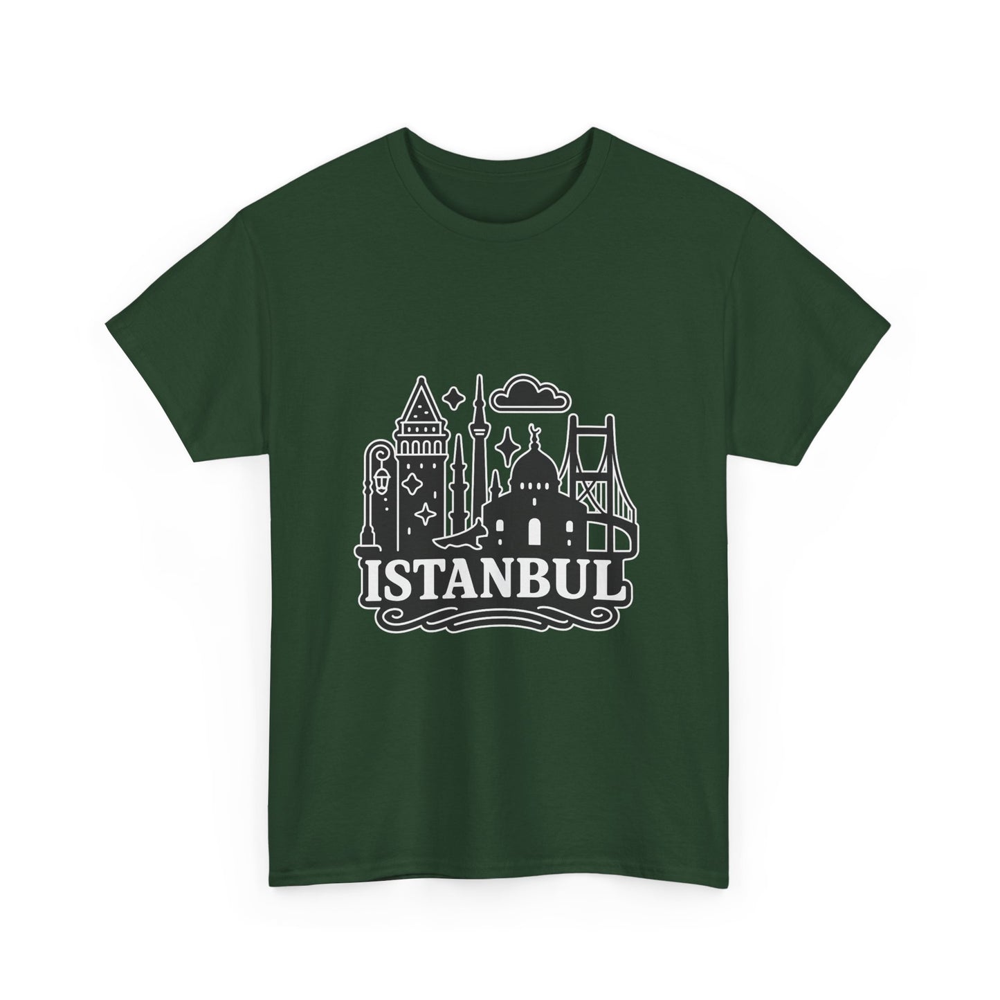 Istanbul Cityscape Unisex Heavy Cotton Tee, Travel Shirt, Gift for Travelers, Casual Style, Urban Outfit, Adventure Apparel
