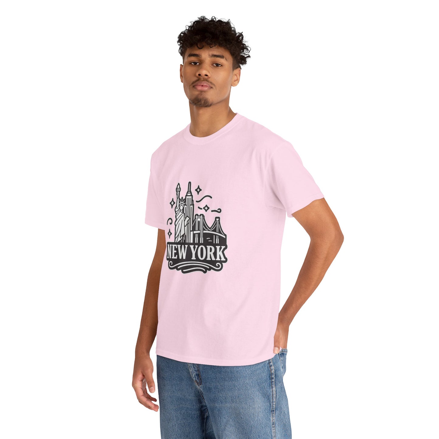 New York Skyline Unisex Heavy Cotton Tee, NYC T-Shirt, Travel Souvenir Shirt, Gift for New Yorkers, Cityscape Apparel