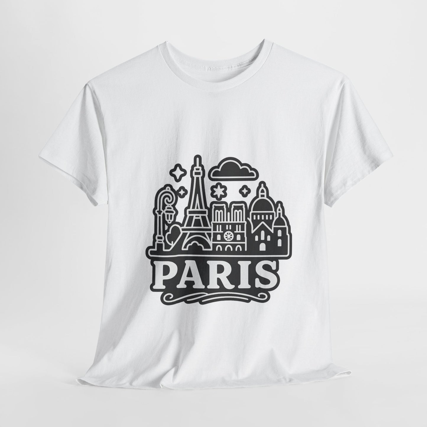 Paris-Themed Unisex Heavy Cotton Tee | Travel Gift, Casual Wear, Souvenir Shirt, Vacation Apparel, Paris Lover's Tee