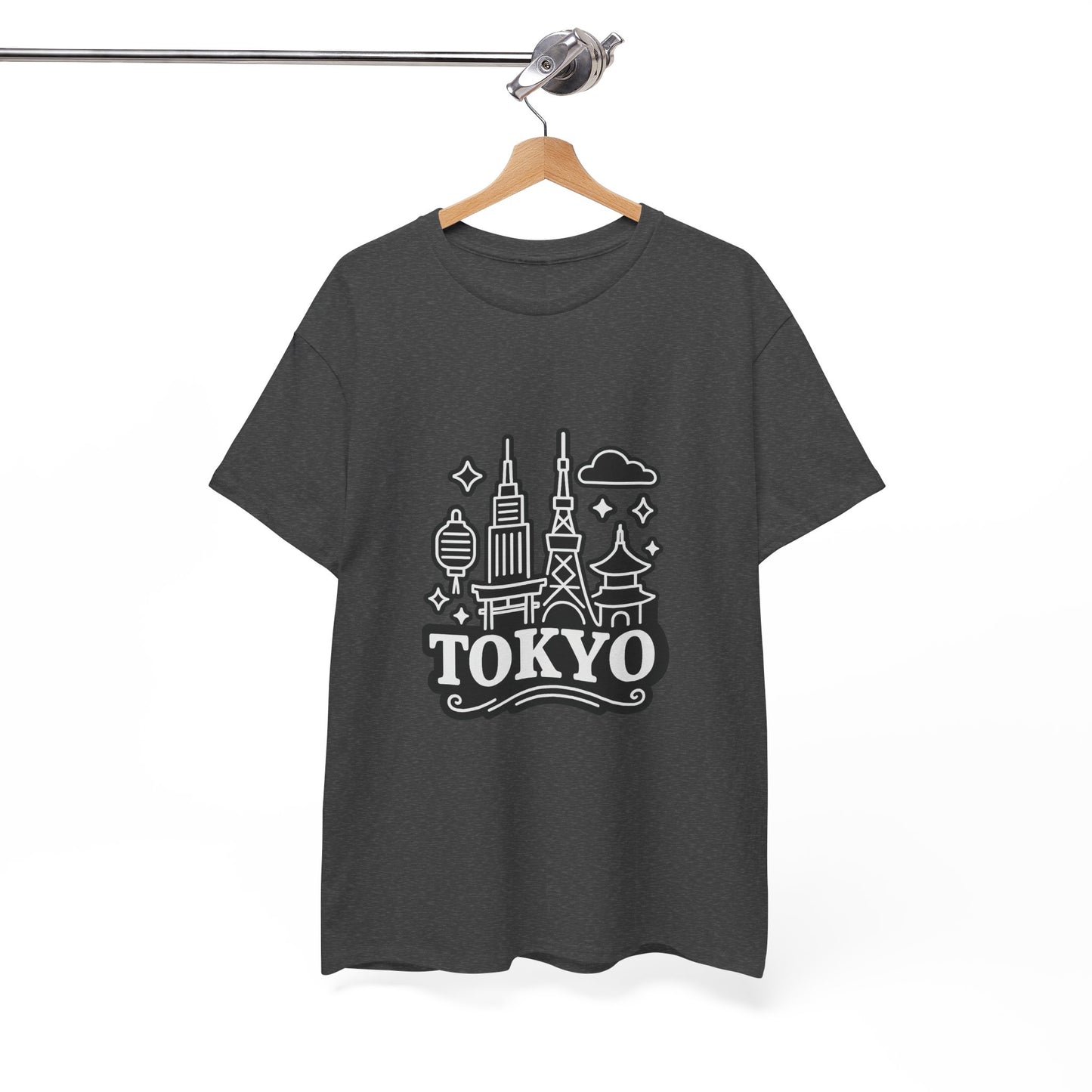Tokyo Cityscape Unisex Heavy Cotton Tee, Graphic Tee, Travel T-Shirt, Urban Outfit, Gift for Travelers, Tokyo Lover Apparel