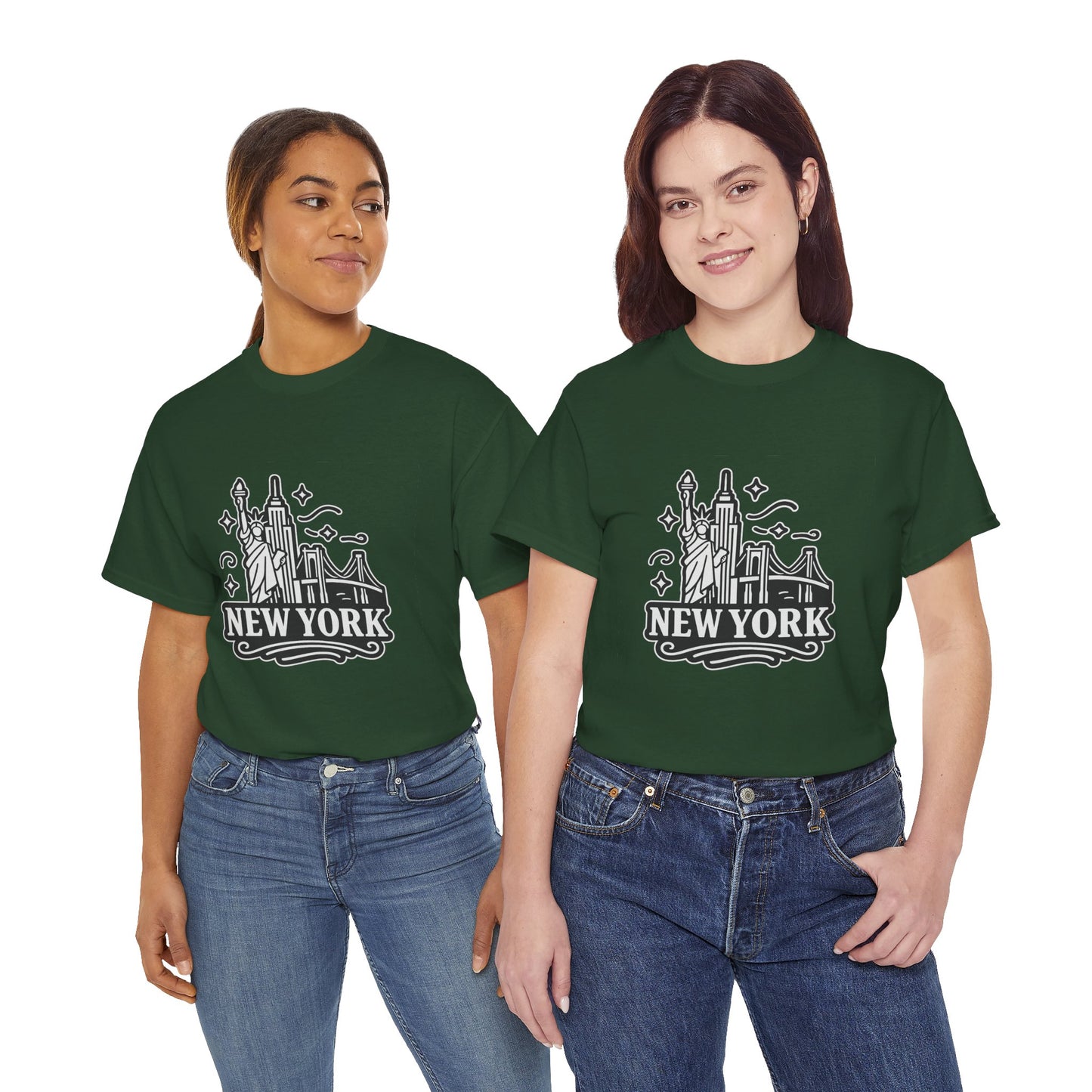 New York Skyline Unisex Heavy Cotton Tee, NYC T-Shirt, Travel Souvenir Shirt, Gift for New Yorkers, Cityscape Apparel