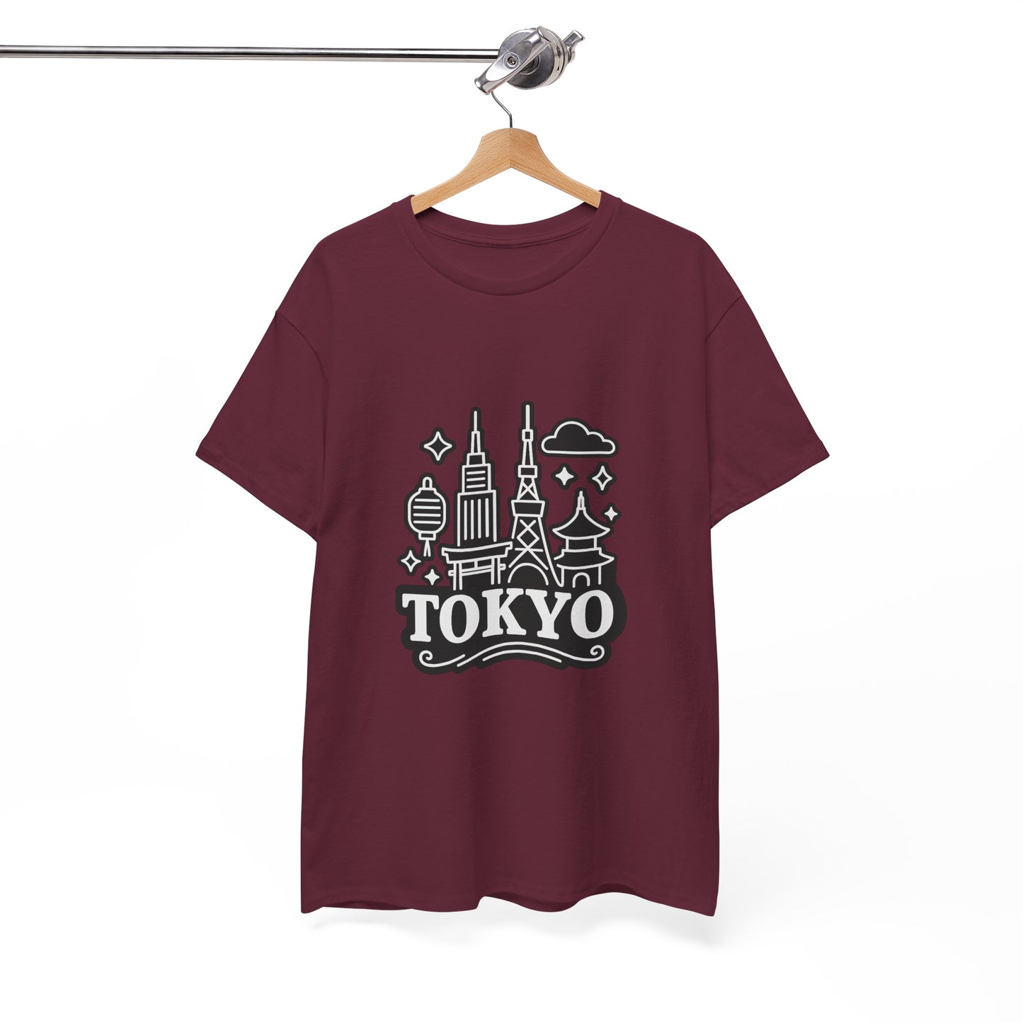 Tokyo Cityscape Unisex Heavy Cotton Tee, Graphic Tee, Travel T-Shirt, Urban Outfit, Gift for Travelers, Tokyo Lover Apparel