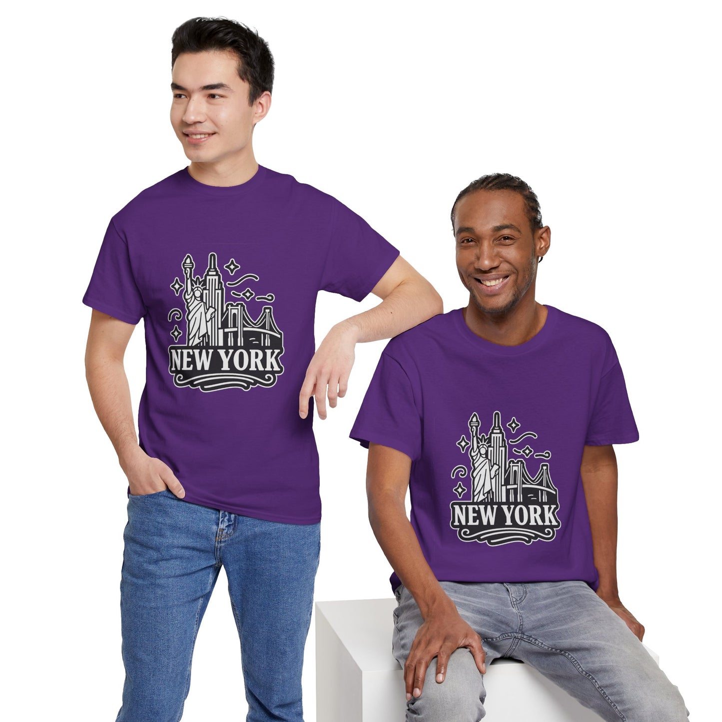 New York Skyline Unisex Heavy Cotton Tee, NYC T-Shirt, Travel Souvenir Shirt, Gift for New Yorkers, Cityscape Apparel