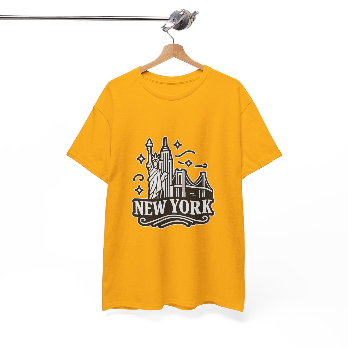 New York Skyline Unisex Heavy Cotton Tee, NYC T-Shirt, Travel Souvenir Shirt, Gift for New Yorkers, Cityscape Apparel