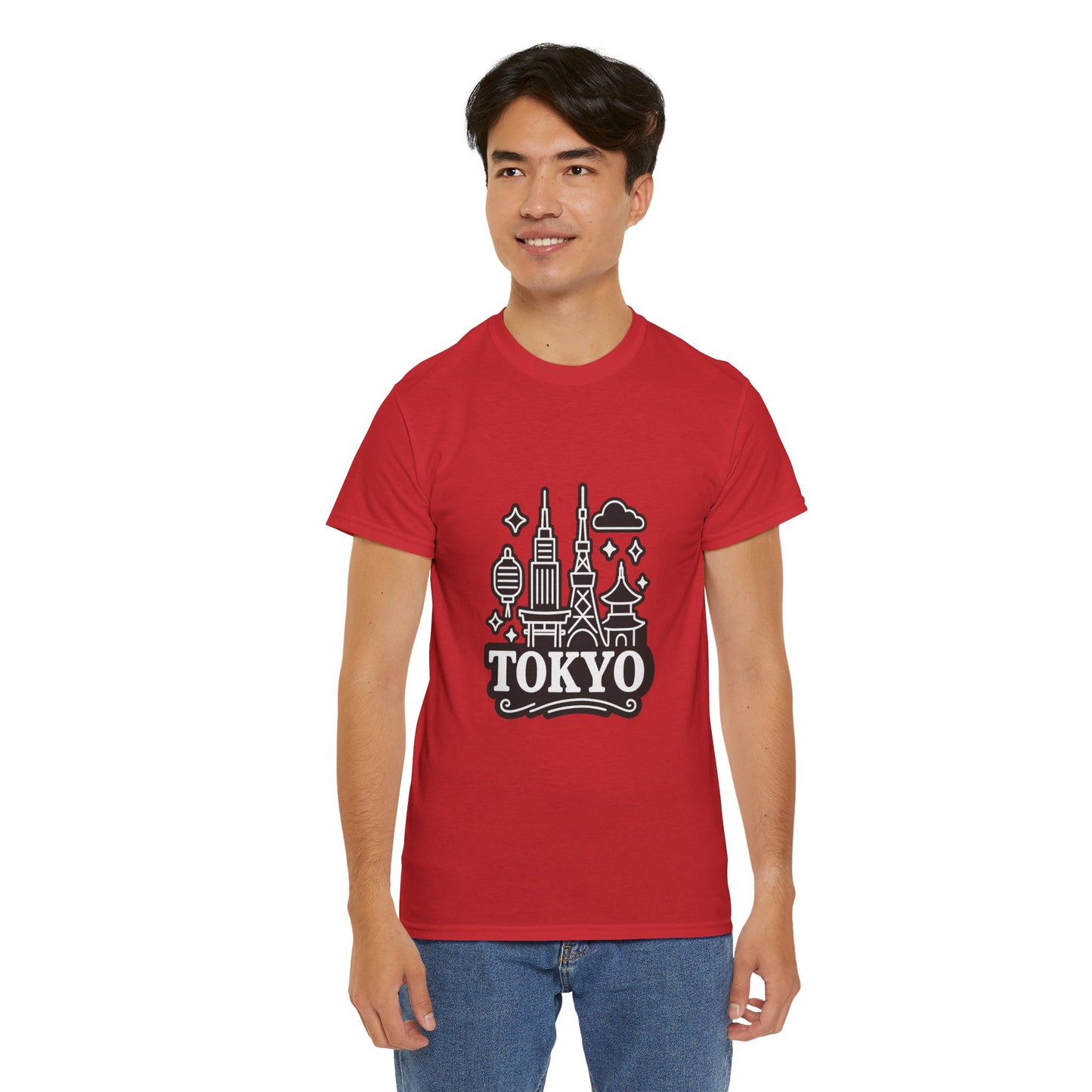 Tokyo Cityscape Unisex Heavy Cotton Tee, Graphic Tee, Travel T-Shirt, Urban Outfit, Gift for Travelers, Tokyo Lover Apparel