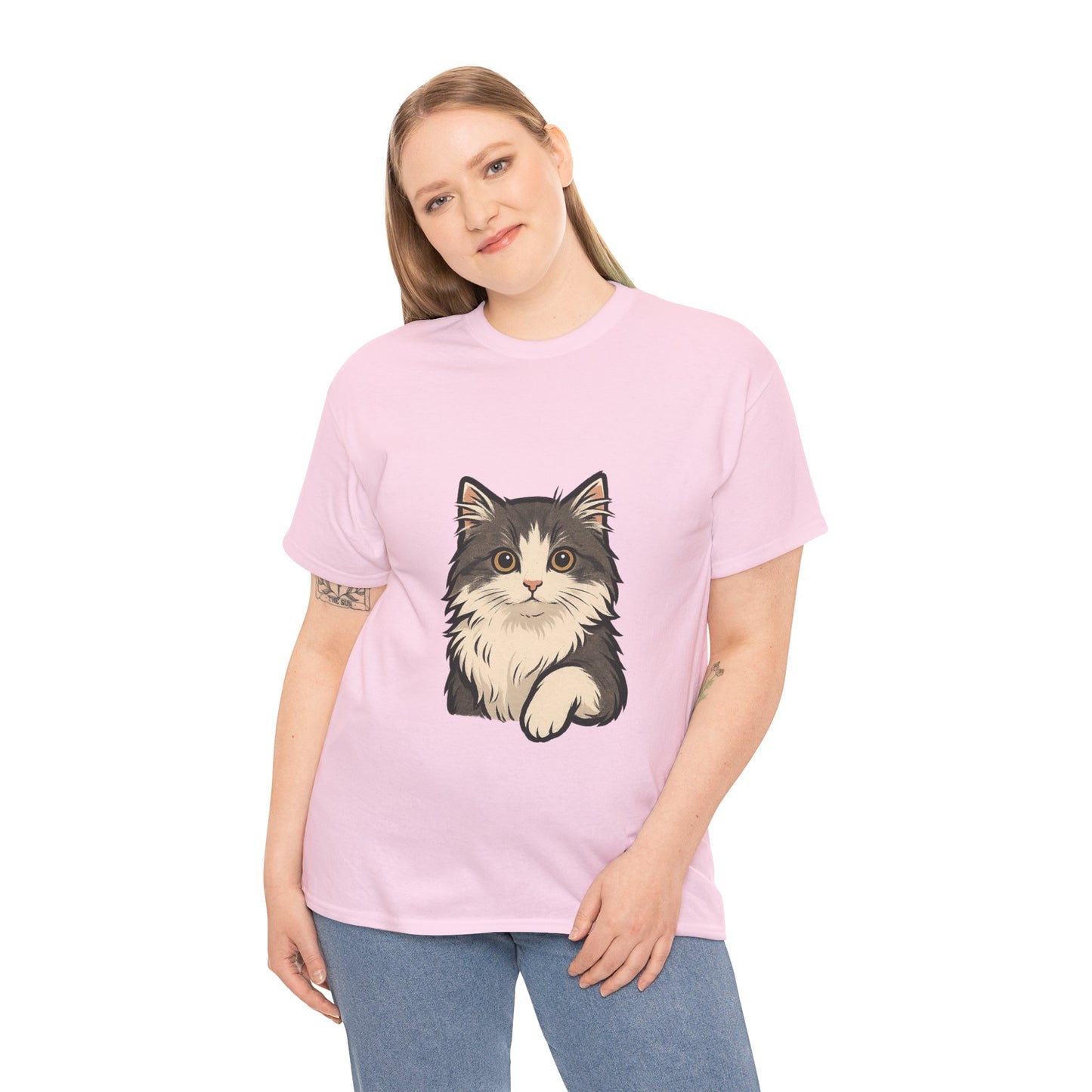 Cute Cat Unisex Heavy Cotton Tee, Animal Lover Gift, Pet Owner Shirt, Cat Lover Apparel, Animal Themed Tee, Casual Everyday Wear