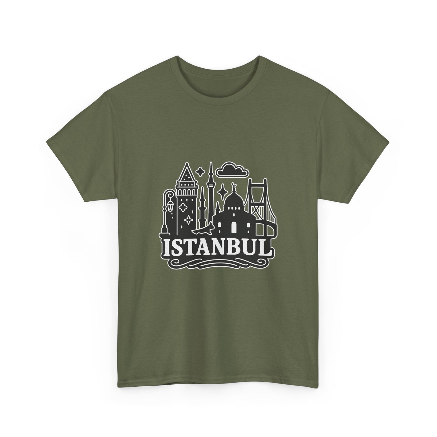 Istanbul Cityscape Unisex Heavy Cotton Tee, Travel Shirt, Gift for Travelers, Casual Style, Urban Outfit, Adventure Apparel