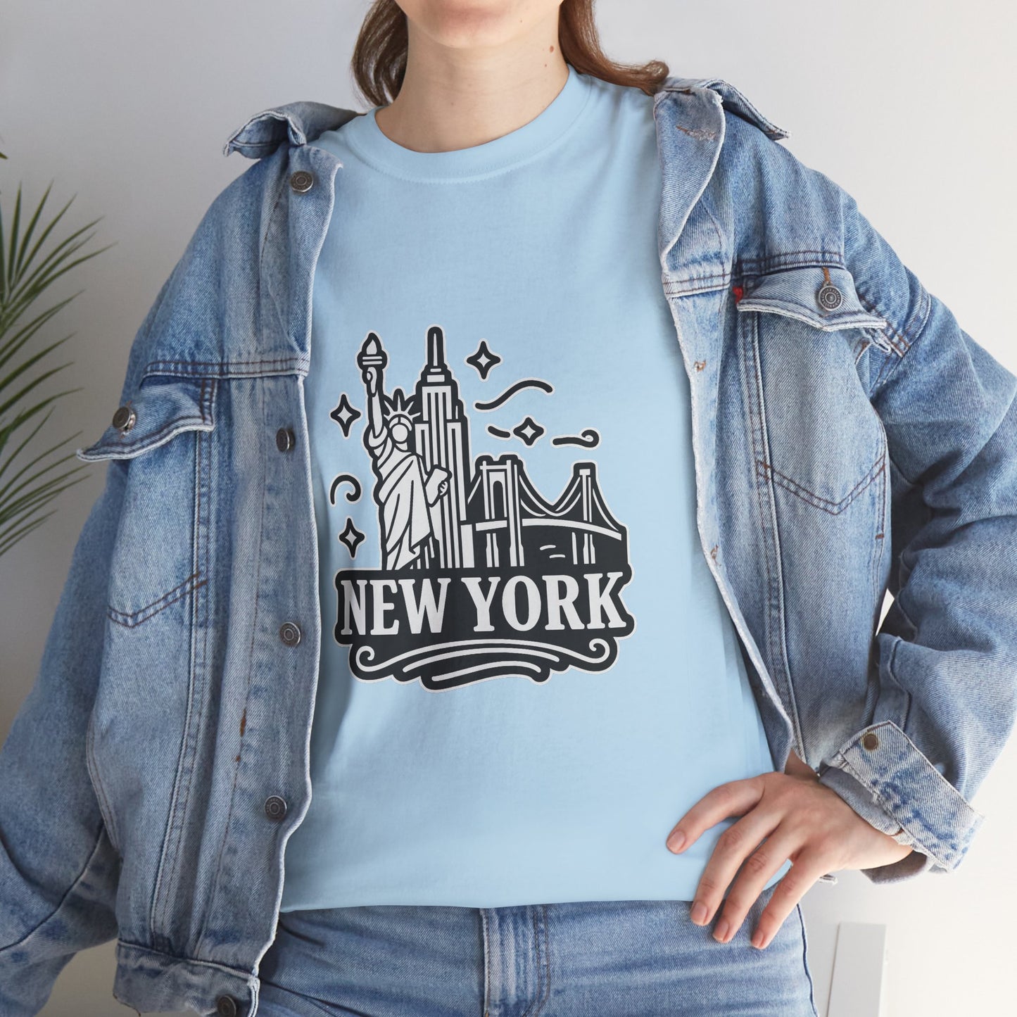 New York Skyline Unisex Heavy Cotton Tee, NYC T-Shirt, Travel Souvenir Shirt, Gift for New Yorkers, Cityscape Apparel