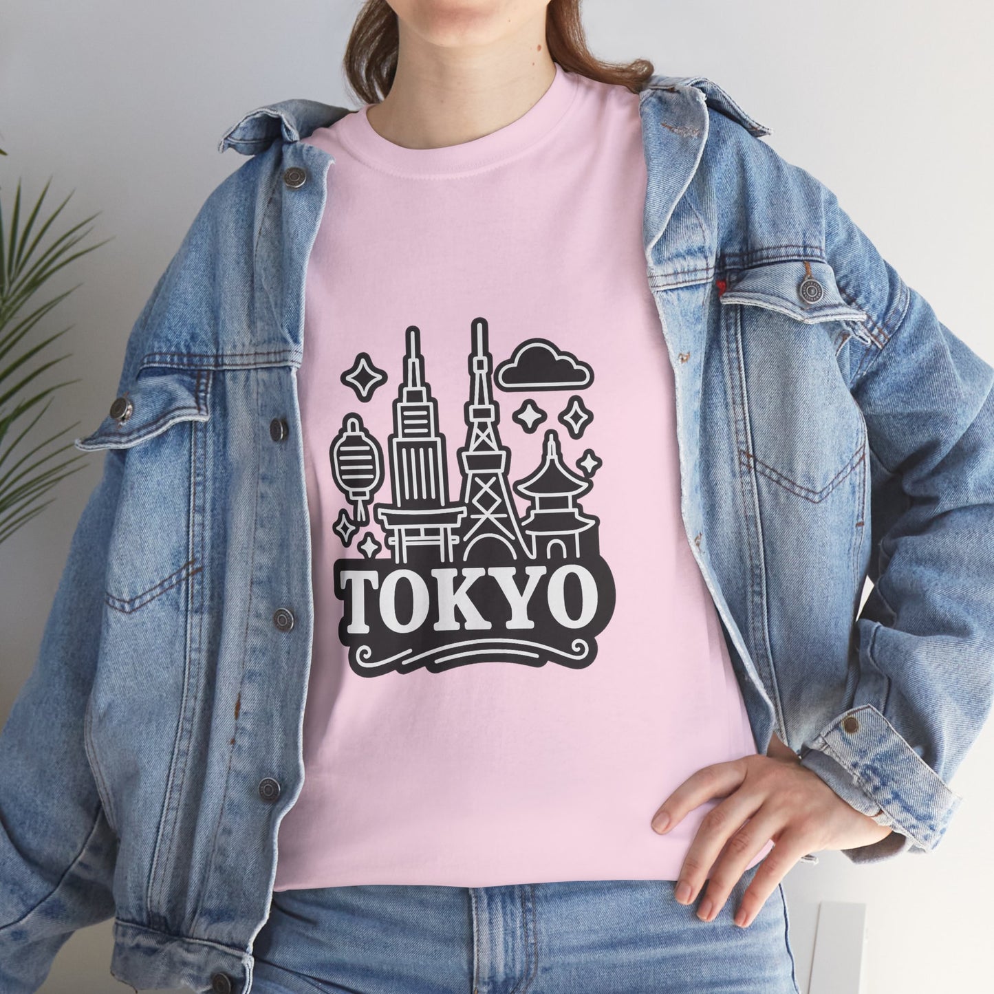 Tokyo Cityscape Unisex Heavy Cotton Tee, Graphic Tee, Travel T-Shirt, Urban Outfit, Gift for Travelers, Tokyo Lover Apparel