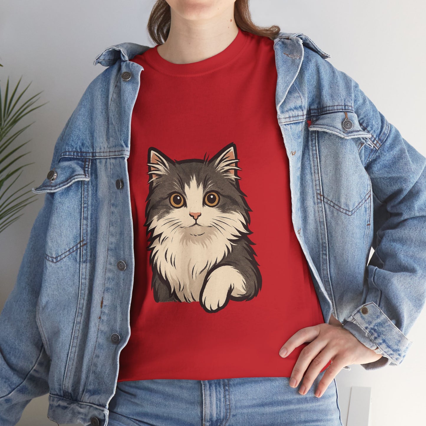 Cute Cat Unisex Heavy Cotton Tee, Animal Lover Gift, Pet Owner Shirt, Cat Lover Apparel, Animal Themed Tee, Casual Everyday Wear