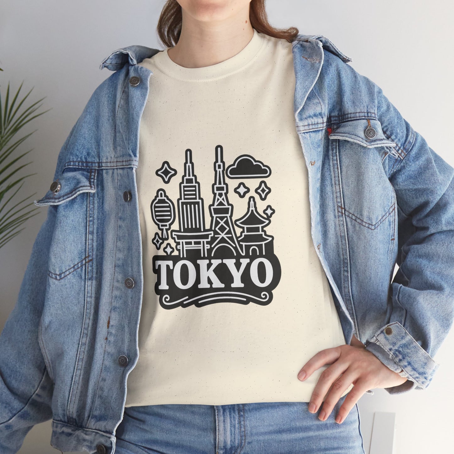 Tokyo Cityscape Unisex Heavy Cotton Tee, Graphic Tee, Travel T-Shirt, Urban Outfit, Gift for Travelers, Tokyo Lover Apparel