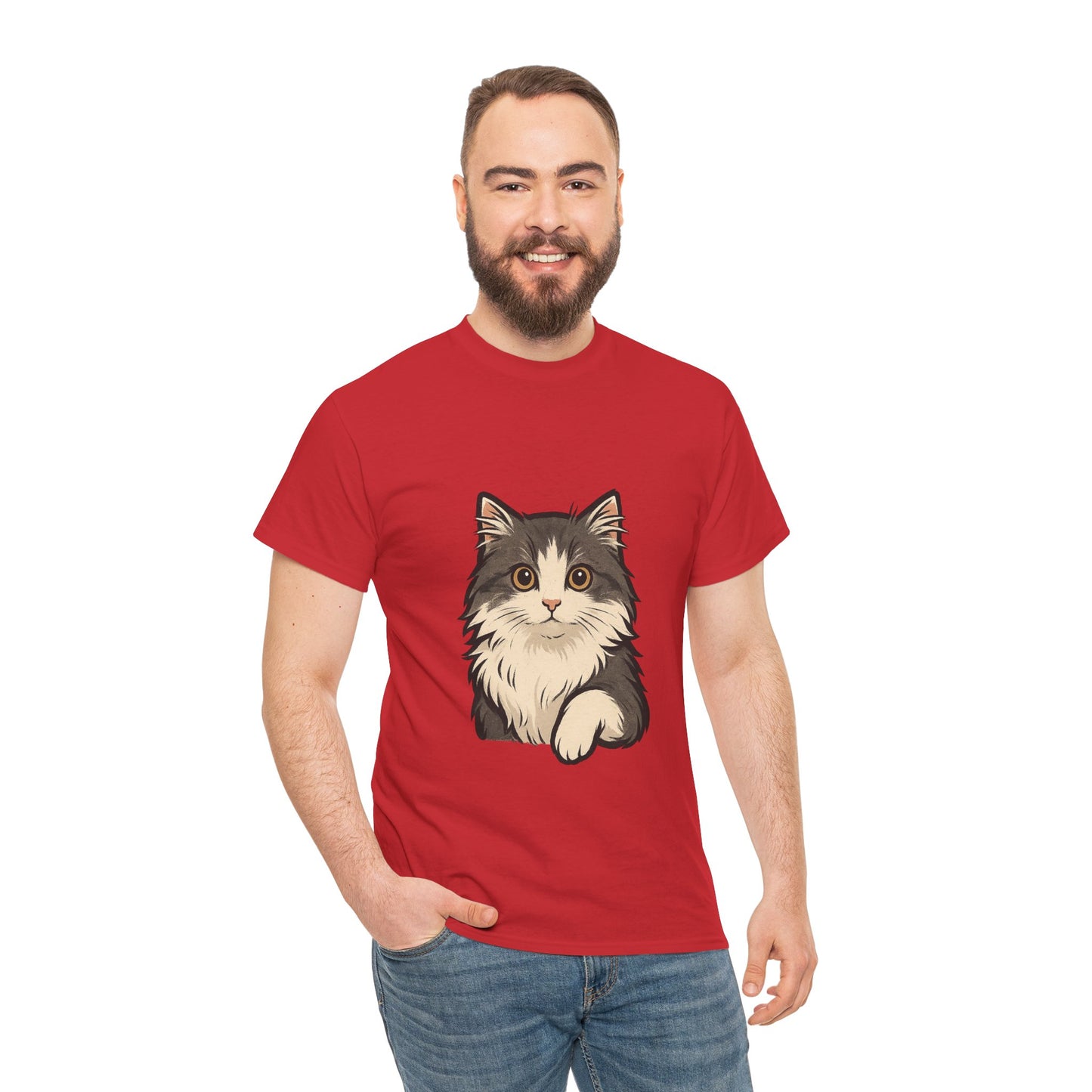 Cute Cat Unisex Heavy Cotton Tee, Animal Lover Gift, Pet Owner Shirt, Cat Lover Apparel, Animal Themed Tee, Casual Everyday Wear