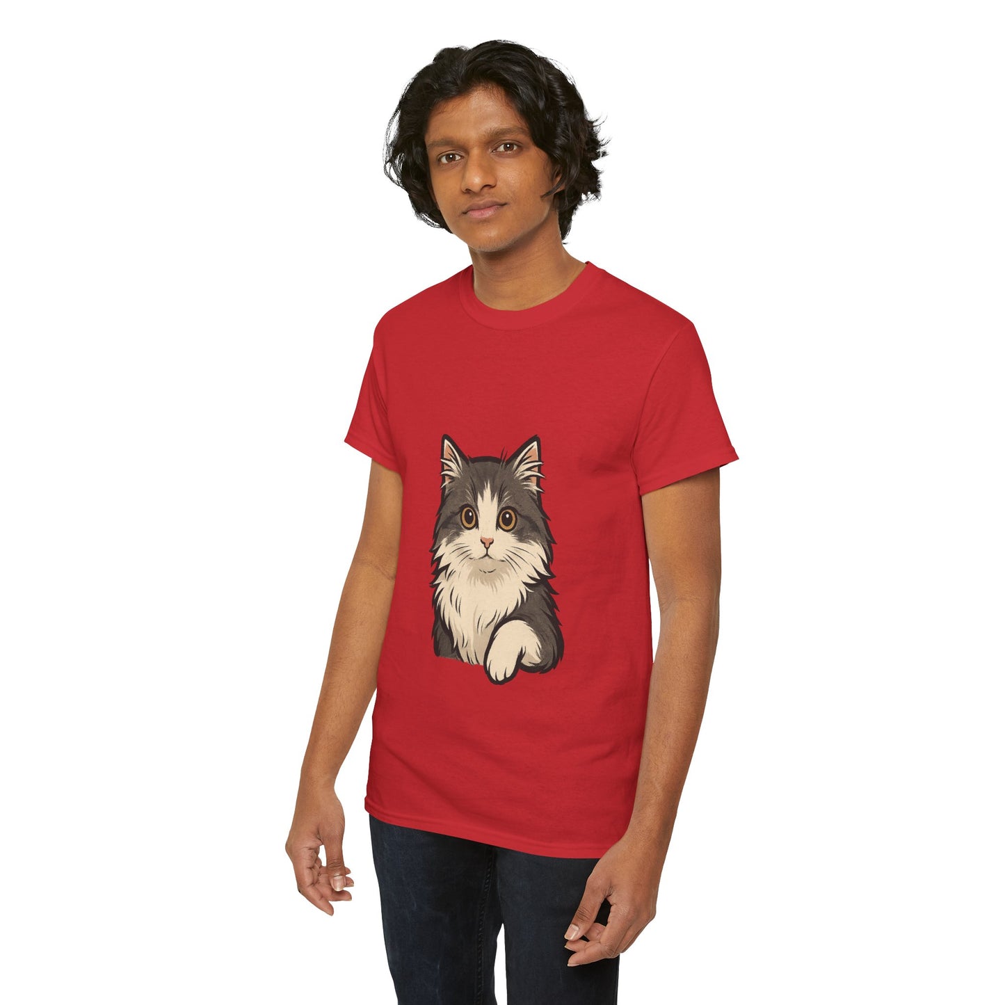 Cute Cat Unisex Heavy Cotton Tee, Animal Lover Gift, Pet Owner Shirt, Cat Lover Apparel, Animal Themed Tee, Casual Everyday Wear